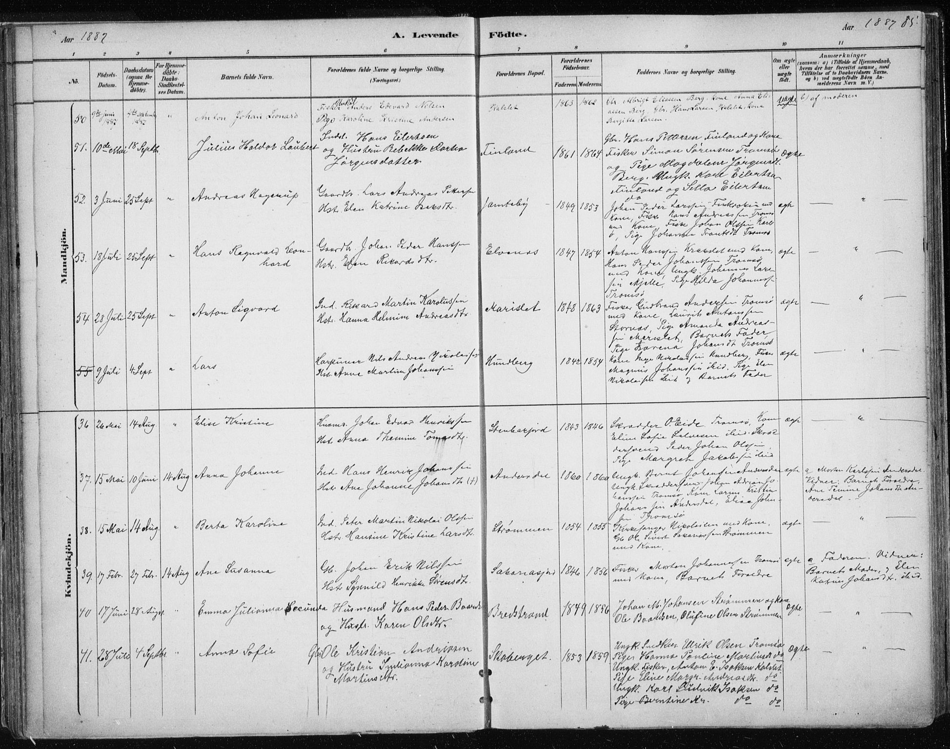Tromsøysund sokneprestkontor, SATØ/S-1304/G/Ga/L0004kirke: Parish register (official) no. 4, 1880-1888, p. 85