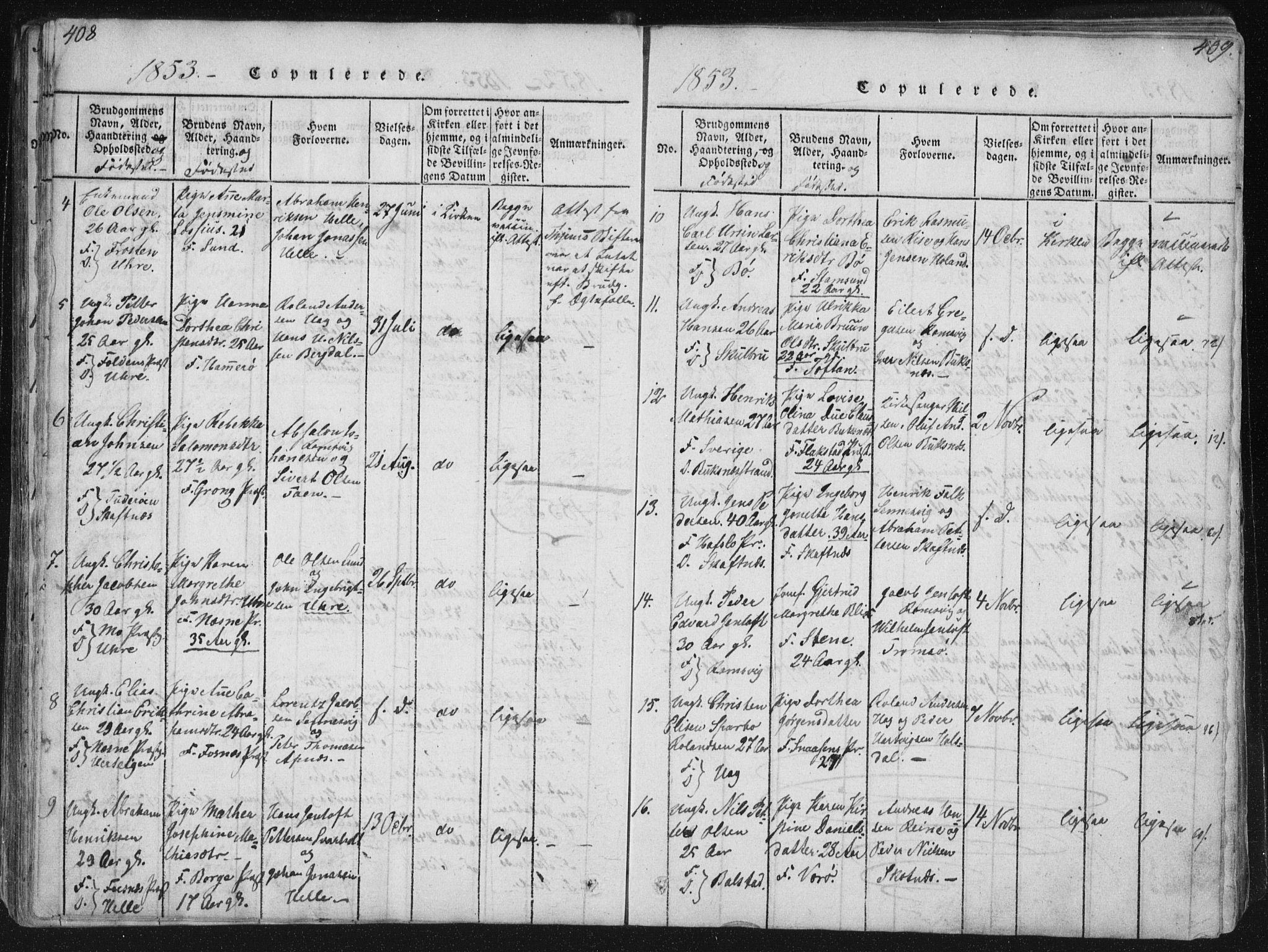 Ministerialprotokoller, klokkerbøker og fødselsregistre - Nordland, SAT/A-1459/881/L1164: Parish register (copy) no. 881C01, 1818-1853, p. 408-409