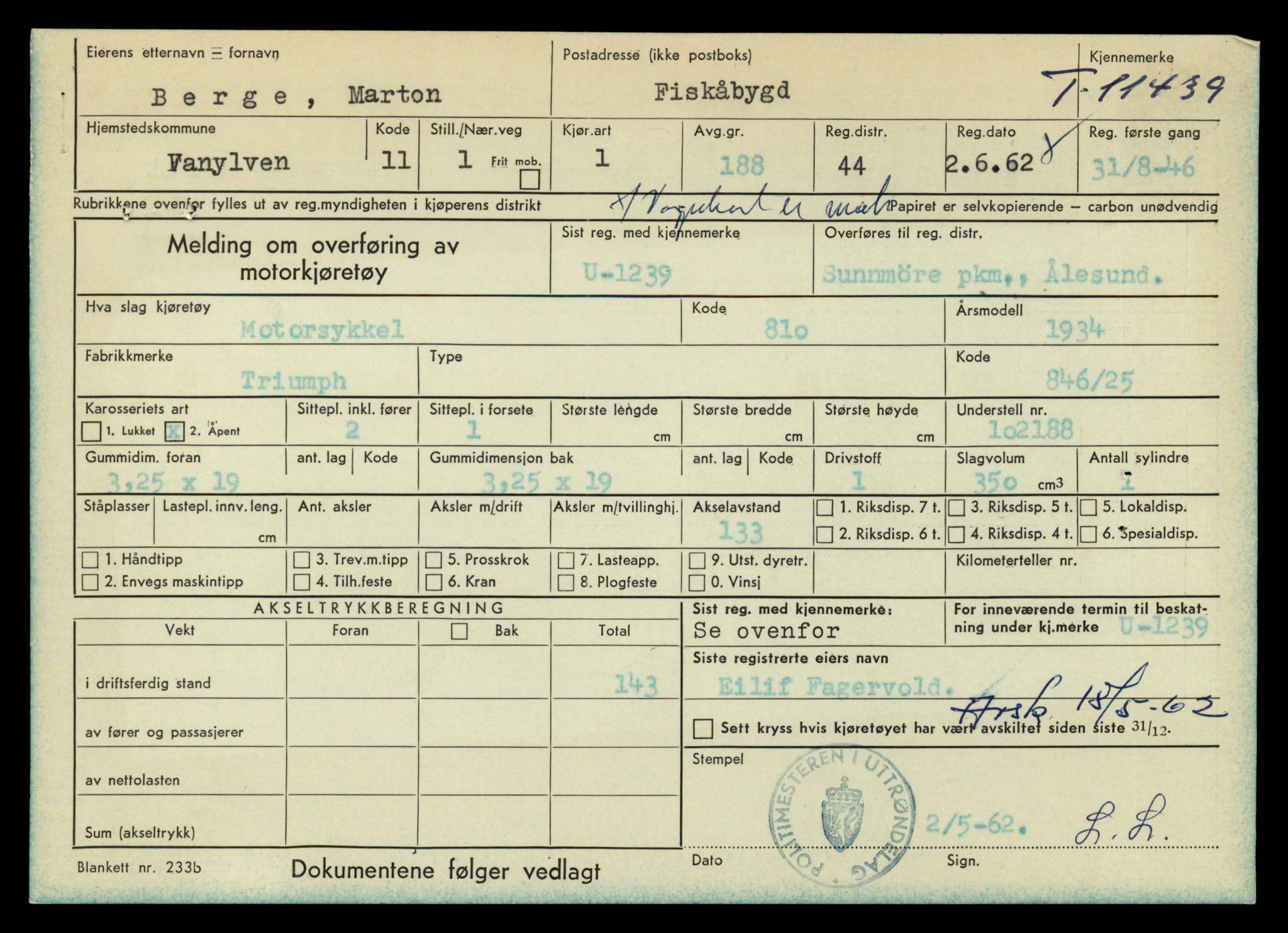 Møre og Romsdal vegkontor - Ålesund trafikkstasjon, AV/SAT-A-4099/F/Fe/L0029: Registreringskort for kjøretøy T 11430 - T 11619, 1927-1998, p. 165