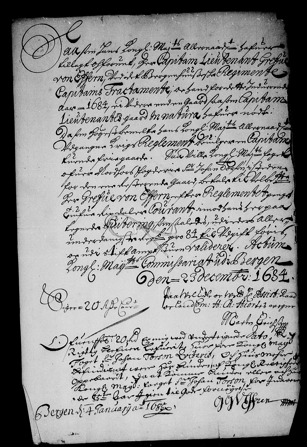 Rentekammeret inntil 1814, Reviderte regnskaper, Stiftamtstueregnskaper, Bergen stiftamt, AV/RA-EA-6043/R/Rc/L0072: Bergen stiftamt, 1684