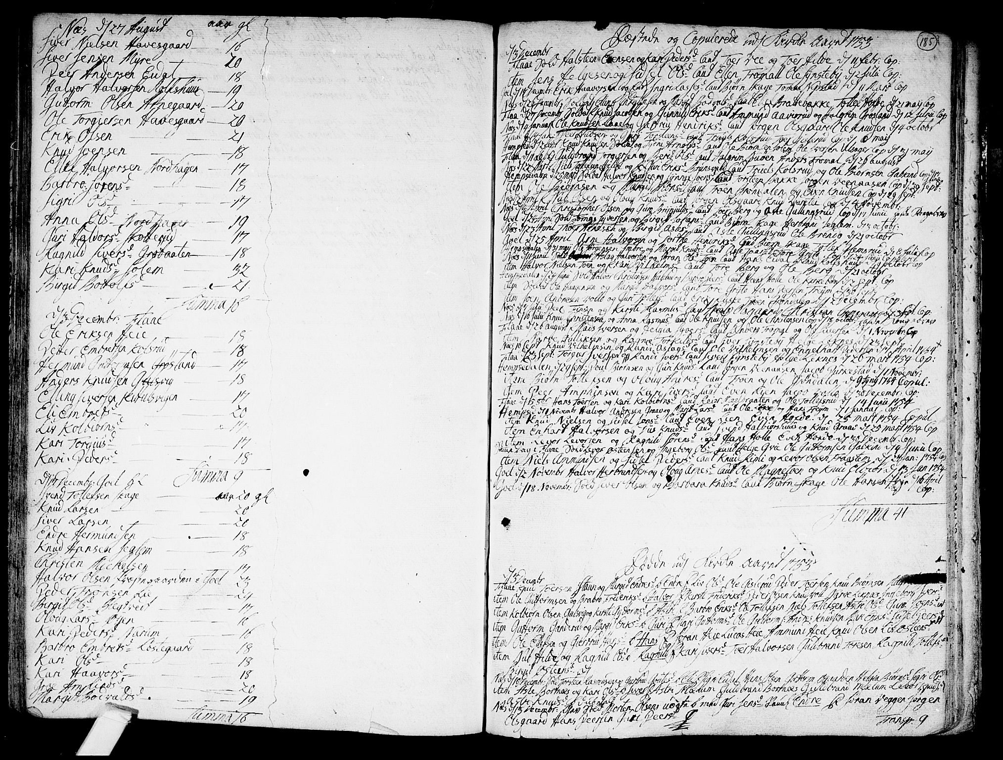 Nes kirkebøker, SAKO/A-236/F/Fa/L0002: Parish register (official) no. 2, 1707-1759, p. 185