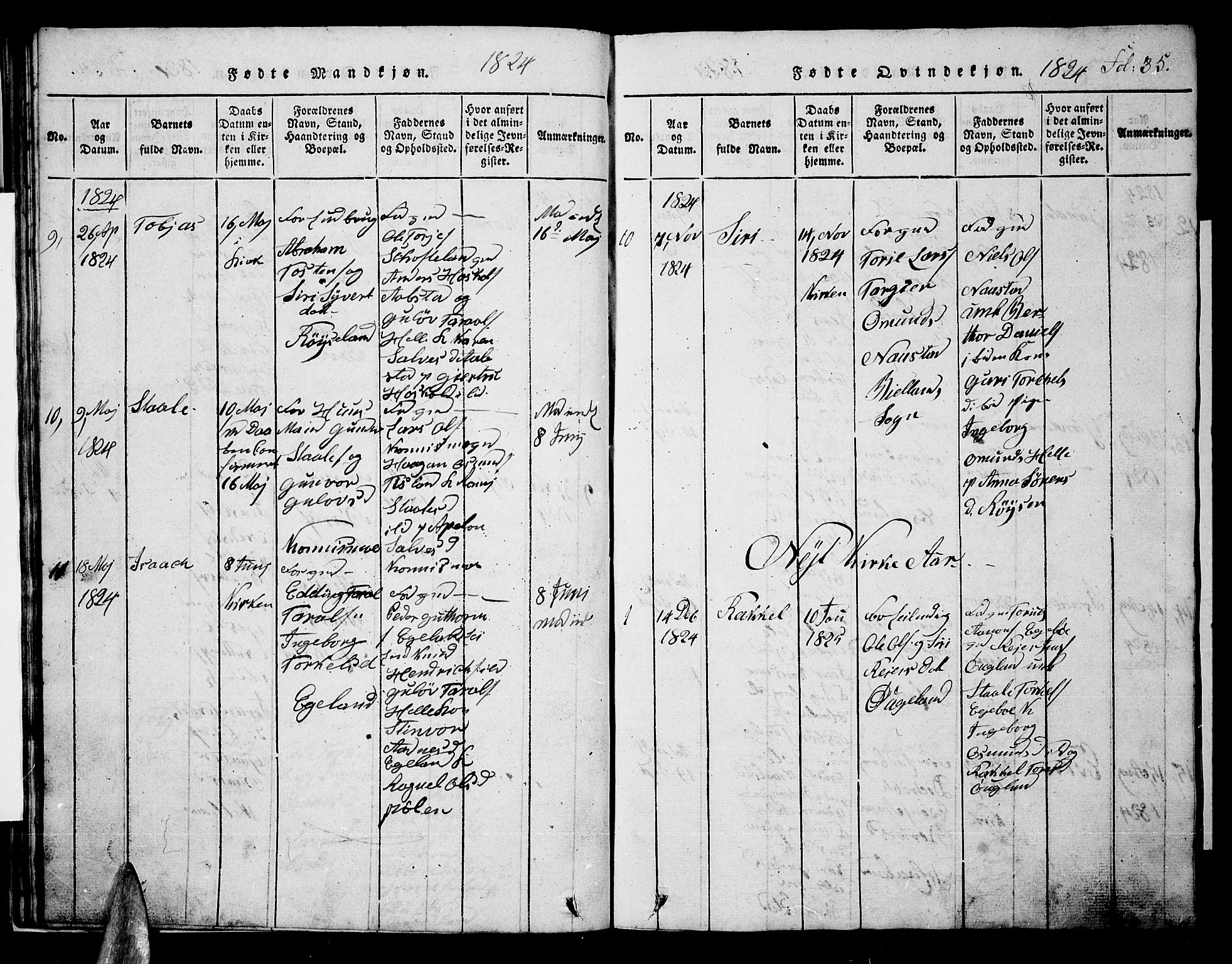 Nord-Audnedal sokneprestkontor, AV/SAK-1111-0032/F/Fb/Fba/L0001: Parish register (copy) no. B 1, 1815-1856, p. 35