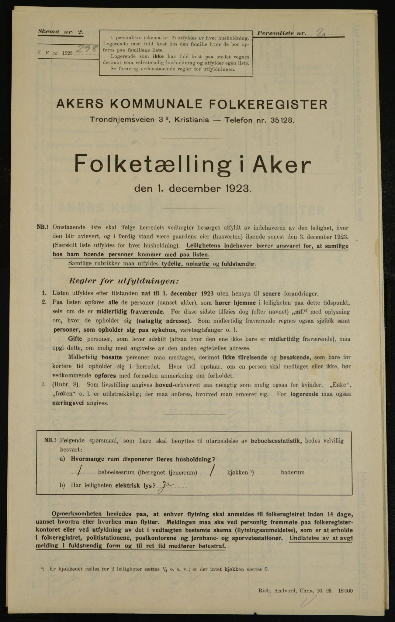 , Municipal Census 1923 for Aker, 1923, p. 38451