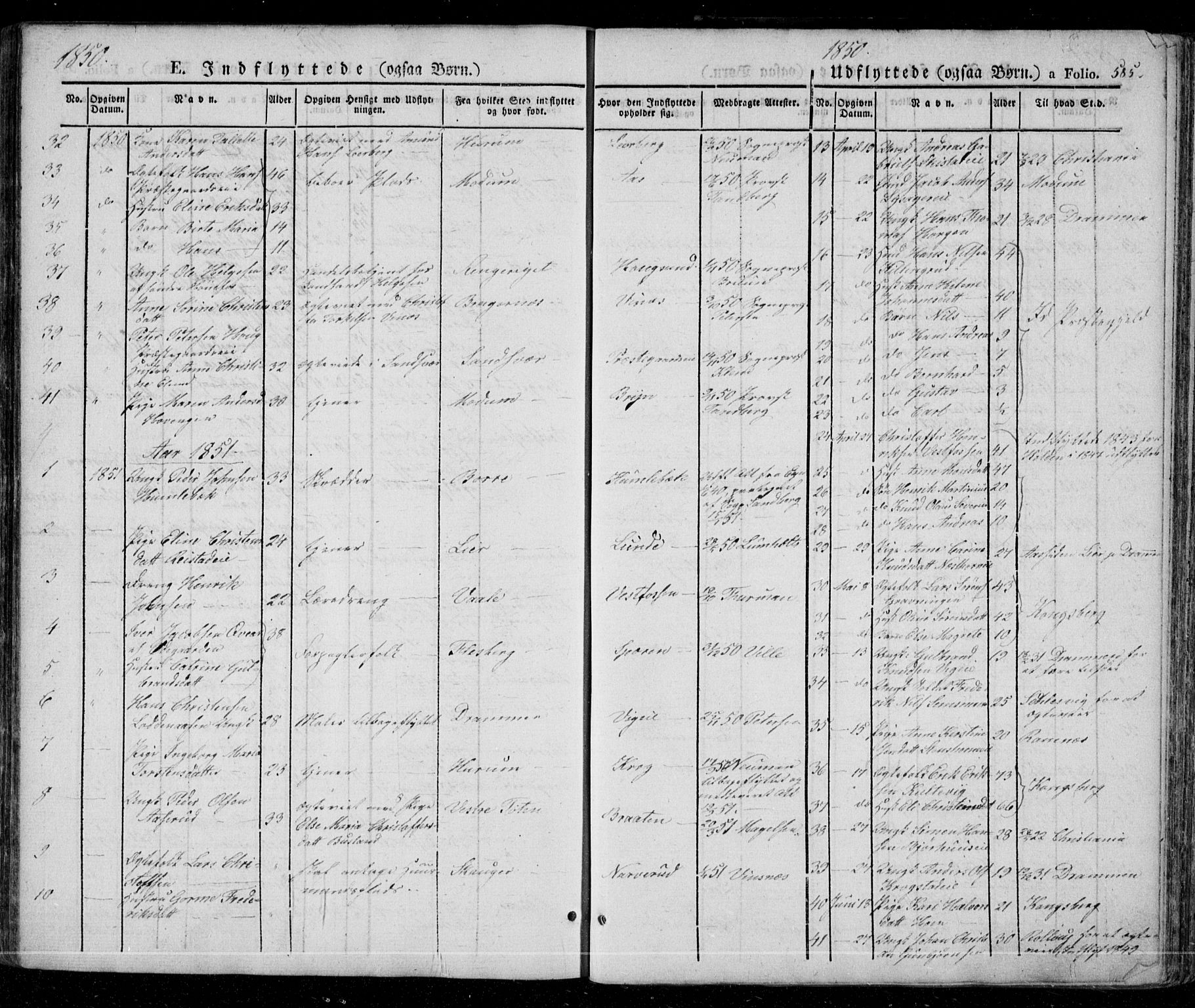 Eiker kirkebøker, AV/SAKO-A-4/G/Ga/L0002: Parish register (copy) no. I 2, 1832-1856, p. 585