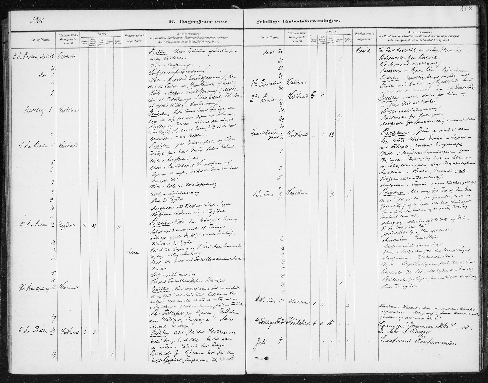 Krødsherad kirkebøker, AV/SAKO-A-19/F/Fa/L0007: Parish register (official) no. 7, 1900-1915, p. 313