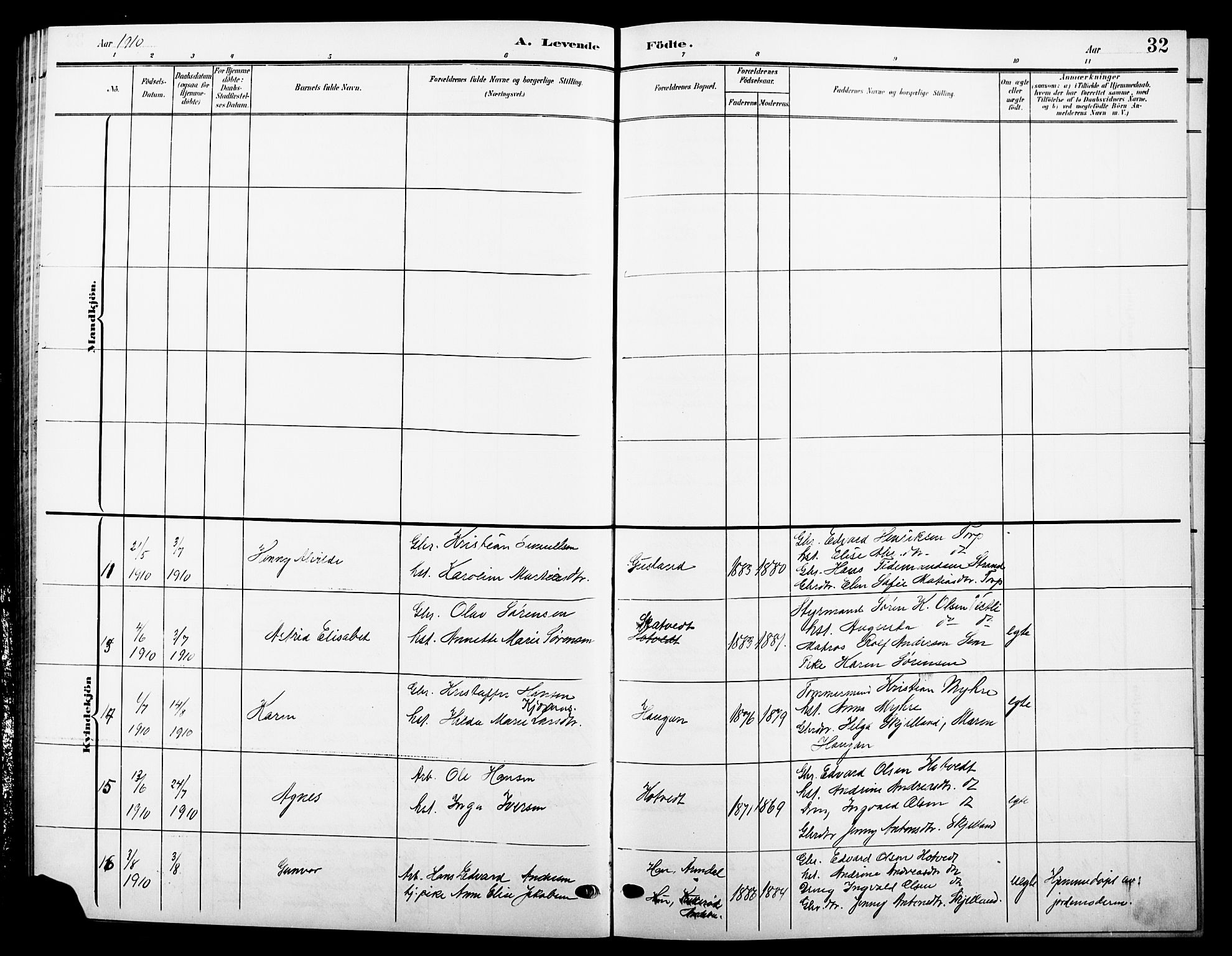 Andebu kirkebøker, AV/SAKO-A-336/G/Ga/L0005: Parish register (copy) no. I 5, 1901-1925, p. 32