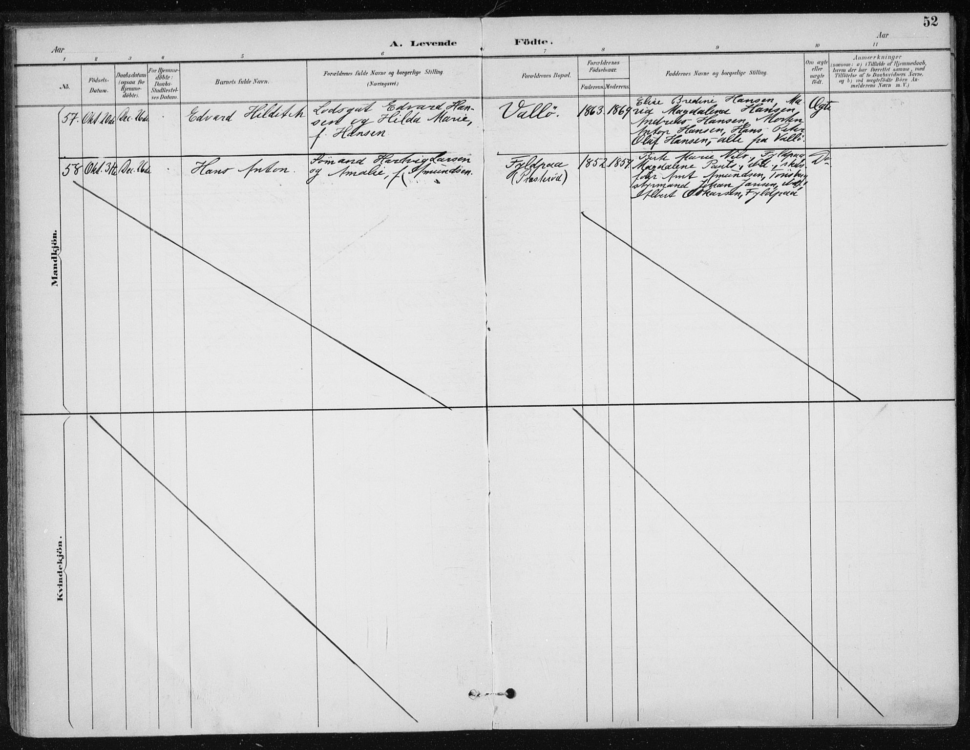 Sem kirkebøker, AV/SAKO-A-5/F/Fb/L0005: Parish register (official) no. II 5, 1892-1904, p. 52