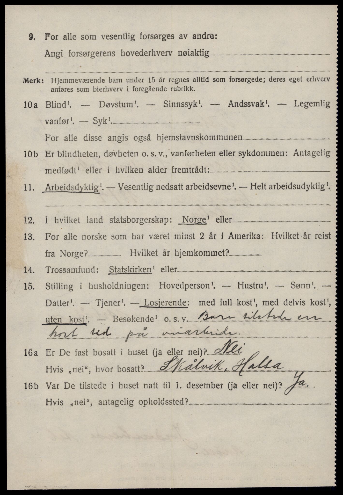 SAT, 1920 census for Tustna, 1920, p. 3566