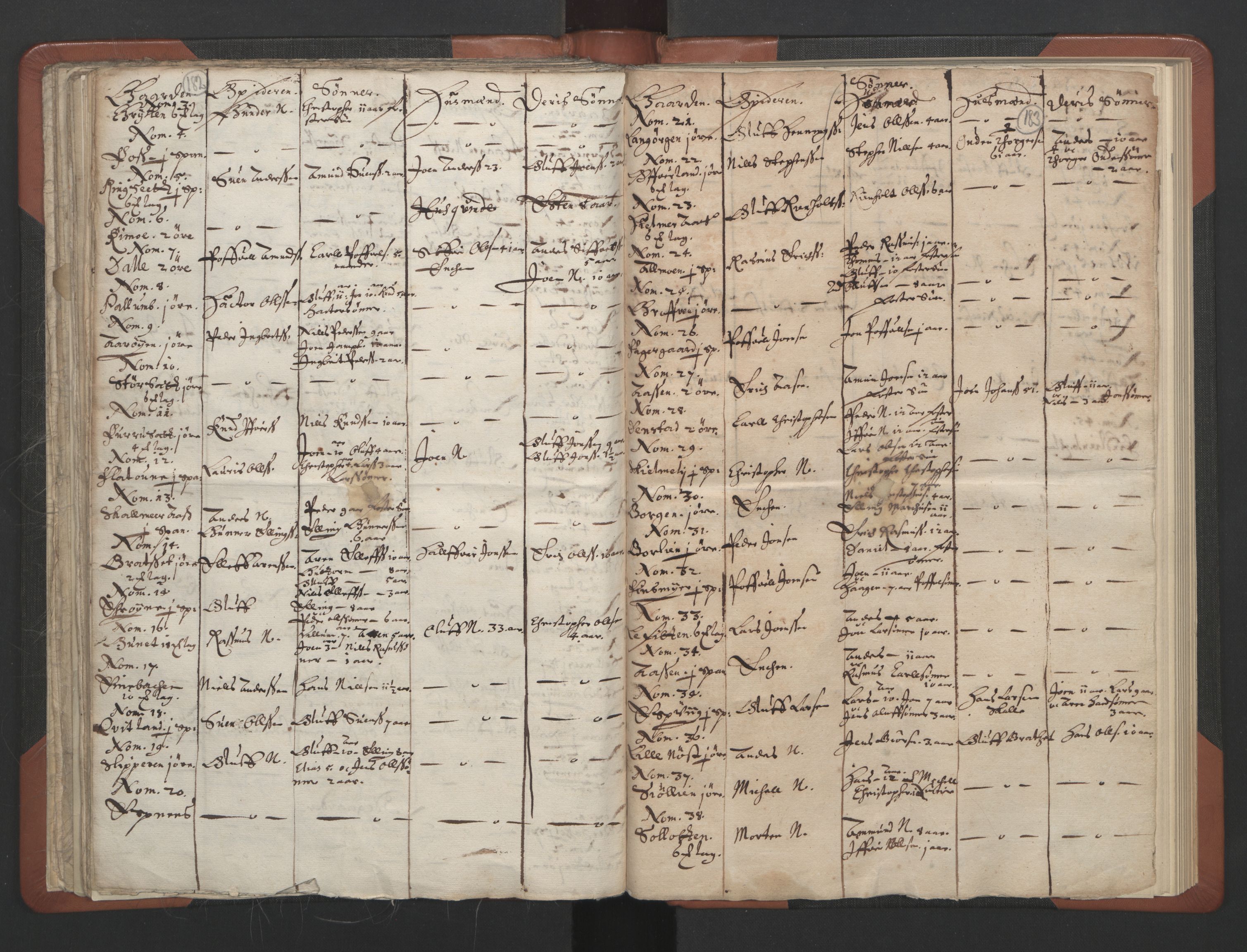 RA, Vicar's Census 1664-1666, no. 30: Fosen deanery, 1664-1666, p. 182-183