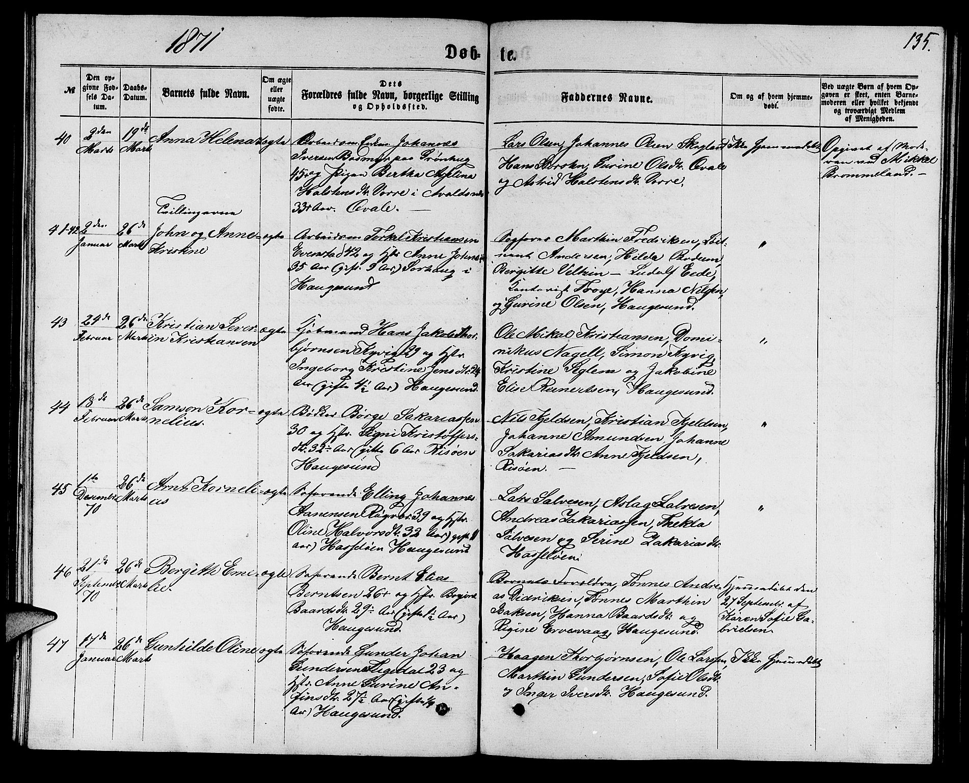 Torvastad sokneprestkontor, AV/SAST-A -101857/H/Ha/Hab/L0007: Parish register (copy) no. B 7, 1866-1873, p. 135