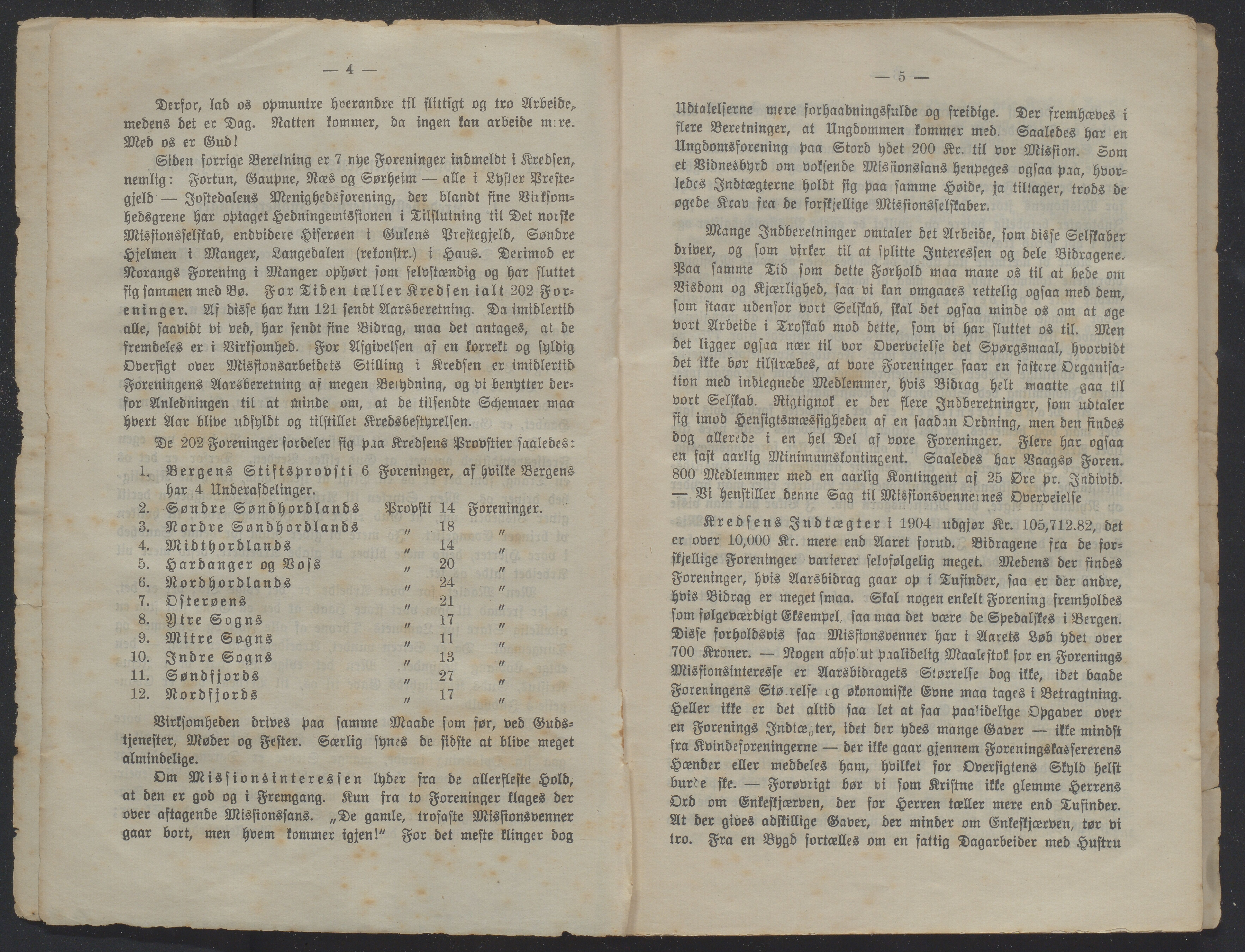 Det Norske Misjonsselskap - hovedadministrasjonen, VID/MA-A-1045/D/Db/Dba/L0340/0005: Beretninger, Bøker, Skrifter o.l   / Årsberetninger. Heftet. 63. , 1904, p. 4-5