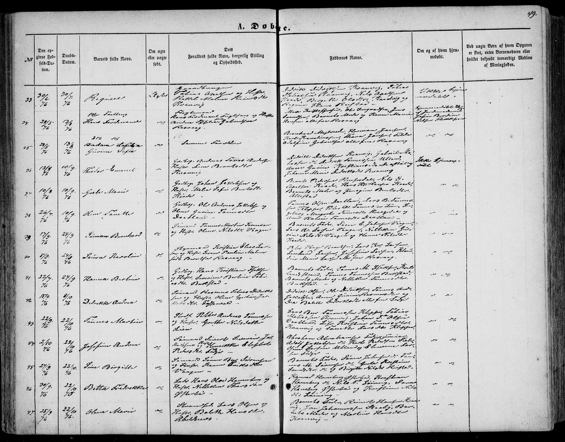 Flekkefjord sokneprestkontor, AV/SAK-1111-0012/F/Fb/Fbb/L0003: Parish register (copy) no. B 3, 1867-1889, p. 49