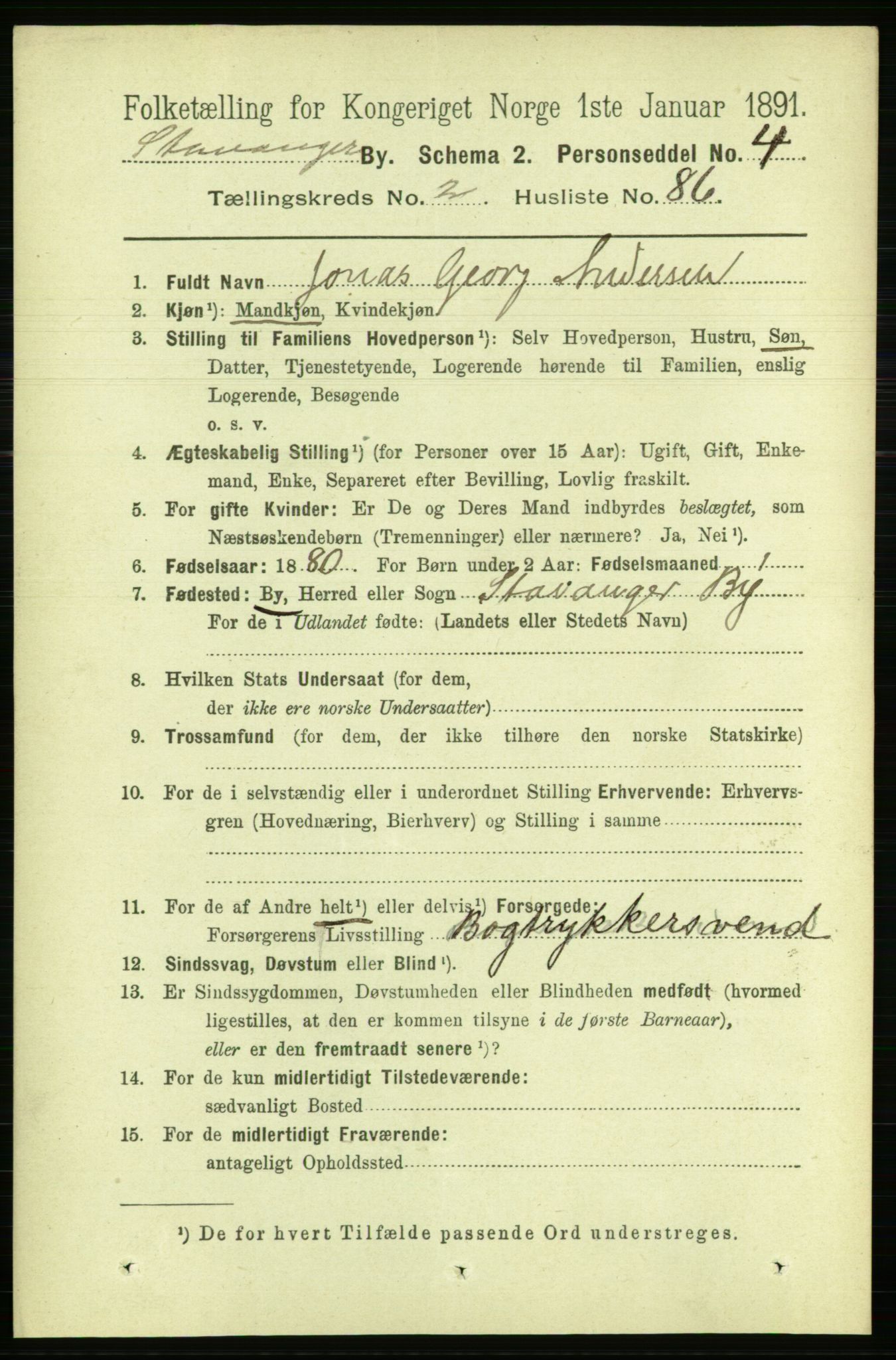 RA, 1891 census for 1103 Stavanger, 1891, p. 6670