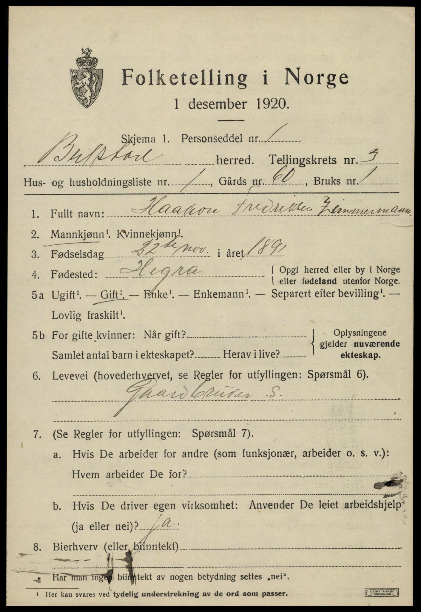 SAT, 1920 census for Beitstad, 1920, p. 2375