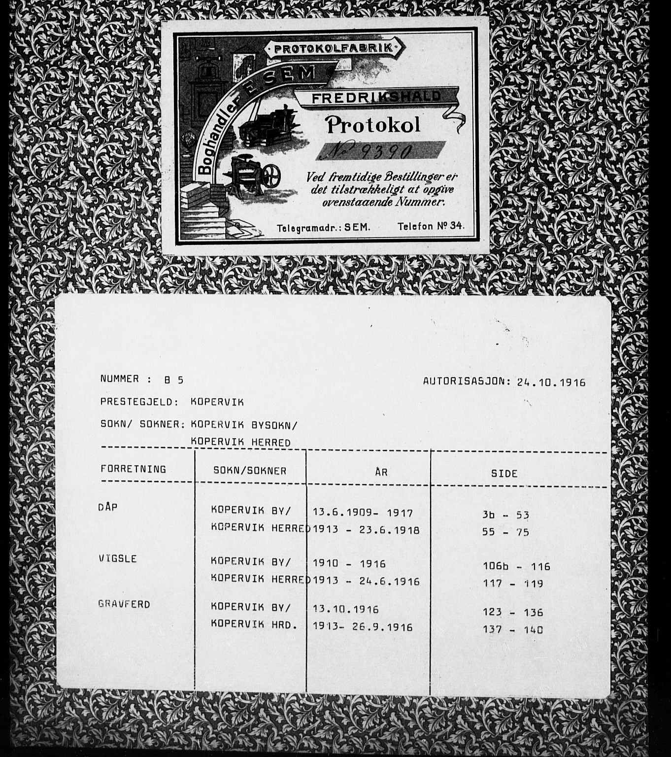 Kopervik sokneprestkontor, SAST/A-101850/H/Ha/Hab/L0005: Parish register (copy) no. B 5, 1909-1918