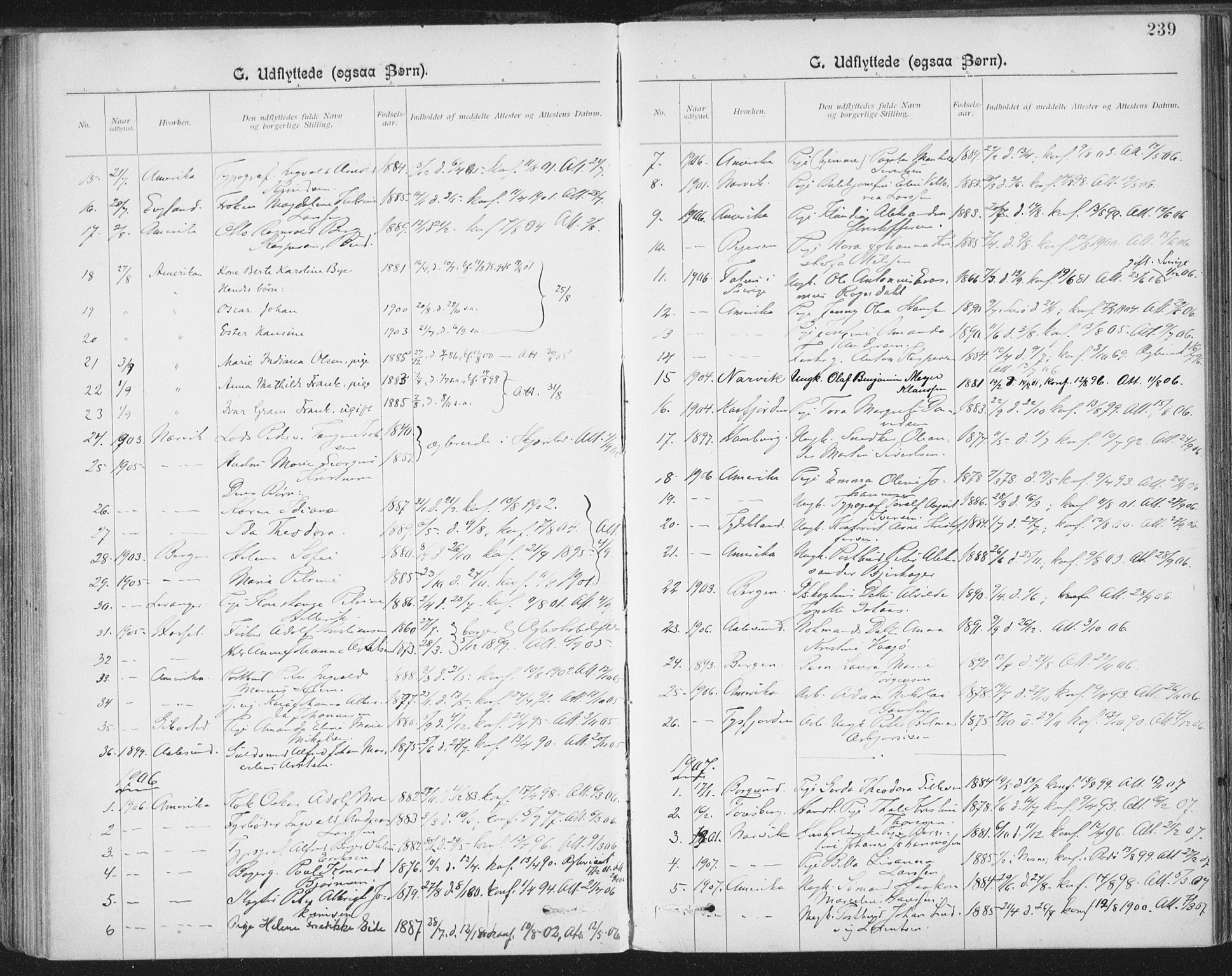 Ministerialprotokoller, klokkerbøker og fødselsregistre - Nordland, SAT/A-1459/801/L0012: Parish register (official) no. 801A12, 1900-1916, p. 239