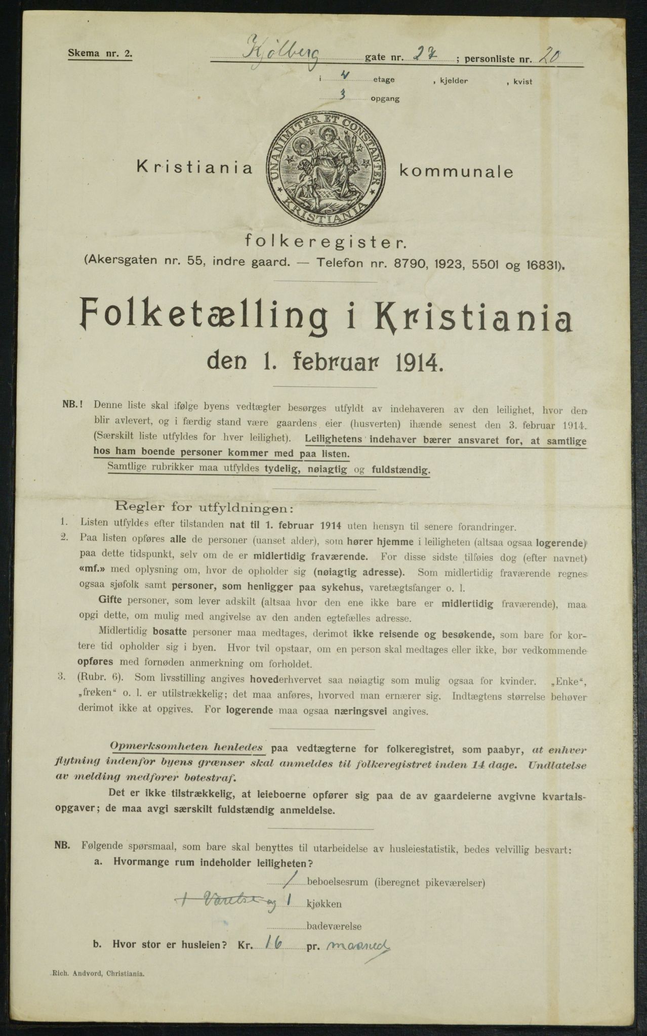 OBA, Municipal Census 1914 for Kristiania, 1914, p. 51793