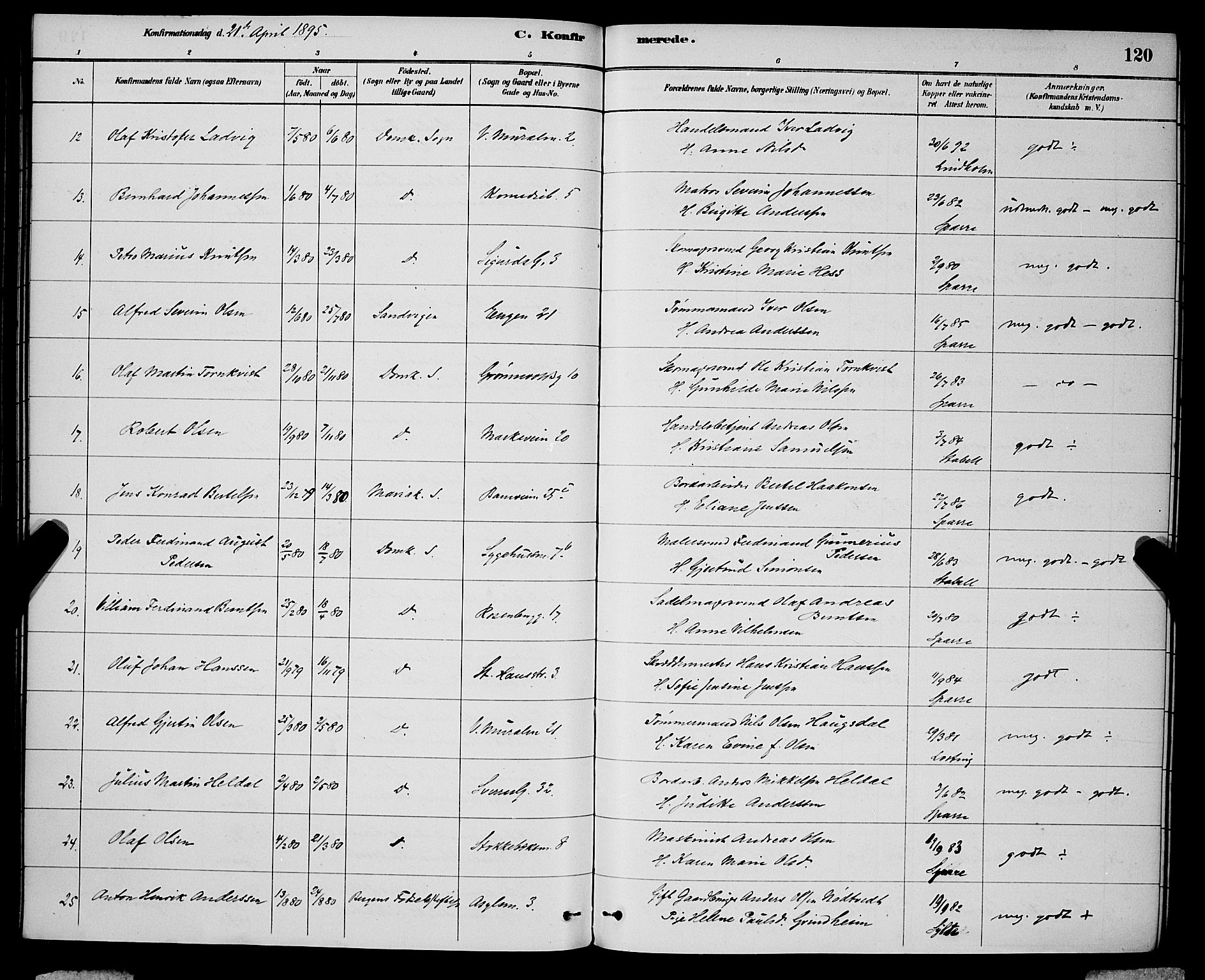 Domkirken sokneprestembete, SAB/A-74801/H/Hab/L0024: Parish register (copy) no. C 4, 1880-1899, p. 120
