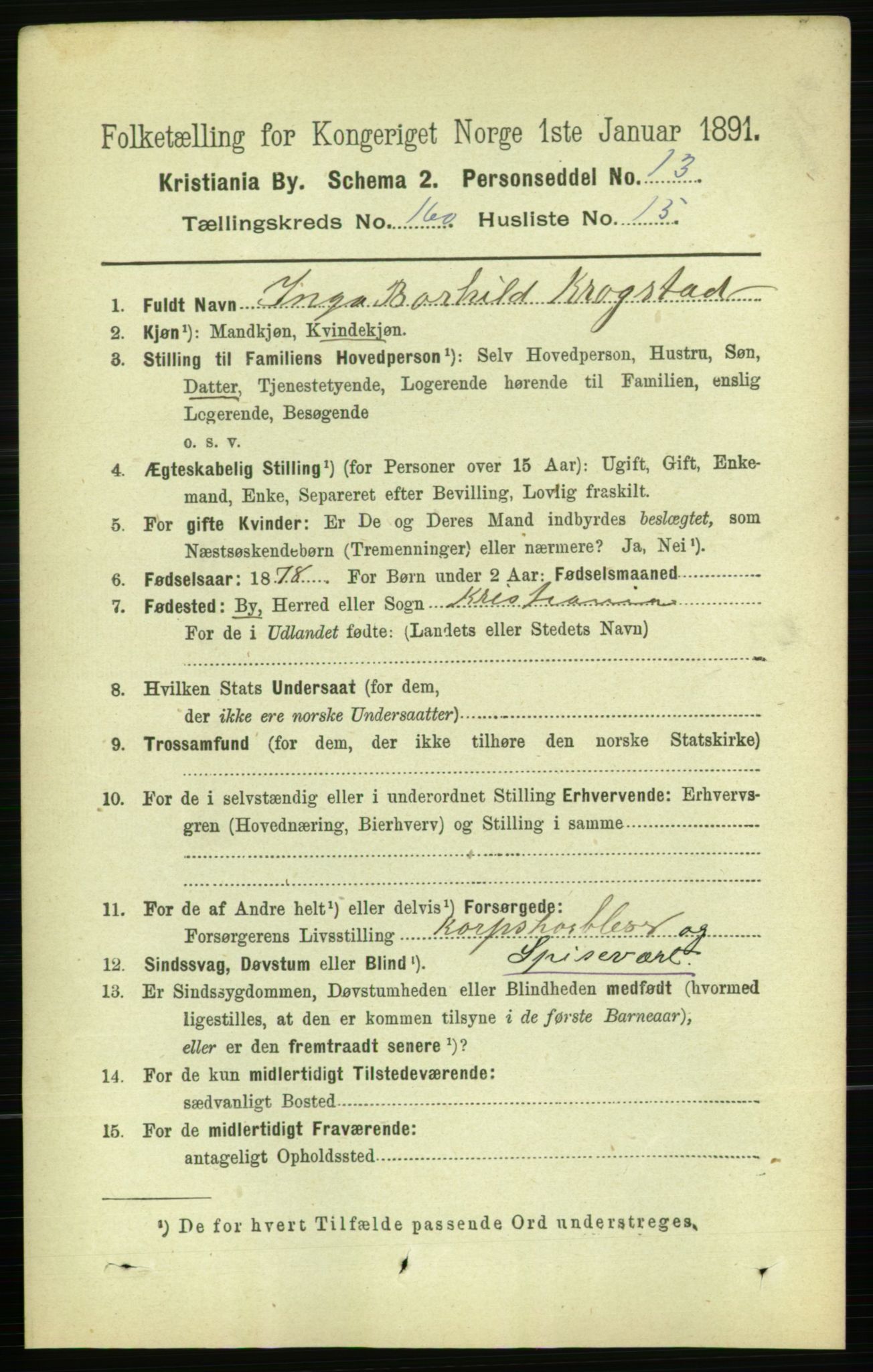 RA, 1891 census for 0301 Kristiania, 1891, p. 91054