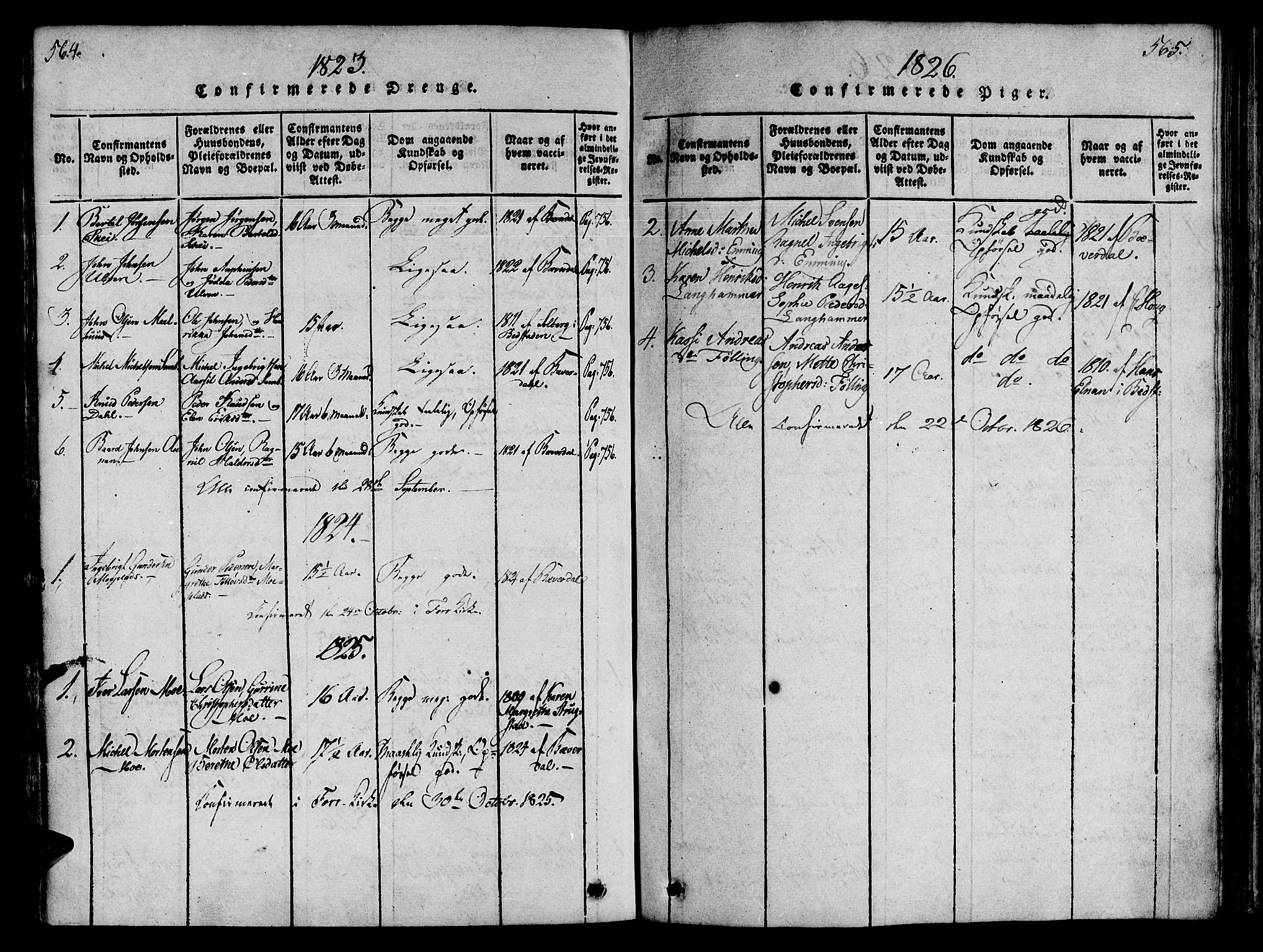 Ministerialprotokoller, klokkerbøker og fødselsregistre - Nord-Trøndelag, SAT/A-1458/746/L0441: Parish register (official) no. 746A03 /4, 1816-1827, p. 564-565