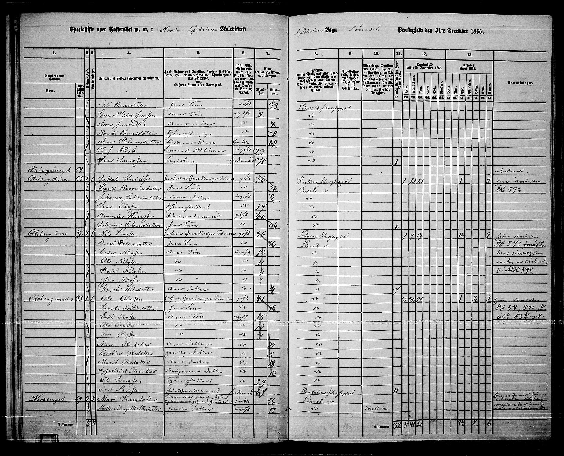 RA, 1865 census for Tynset, 1865, p. 32