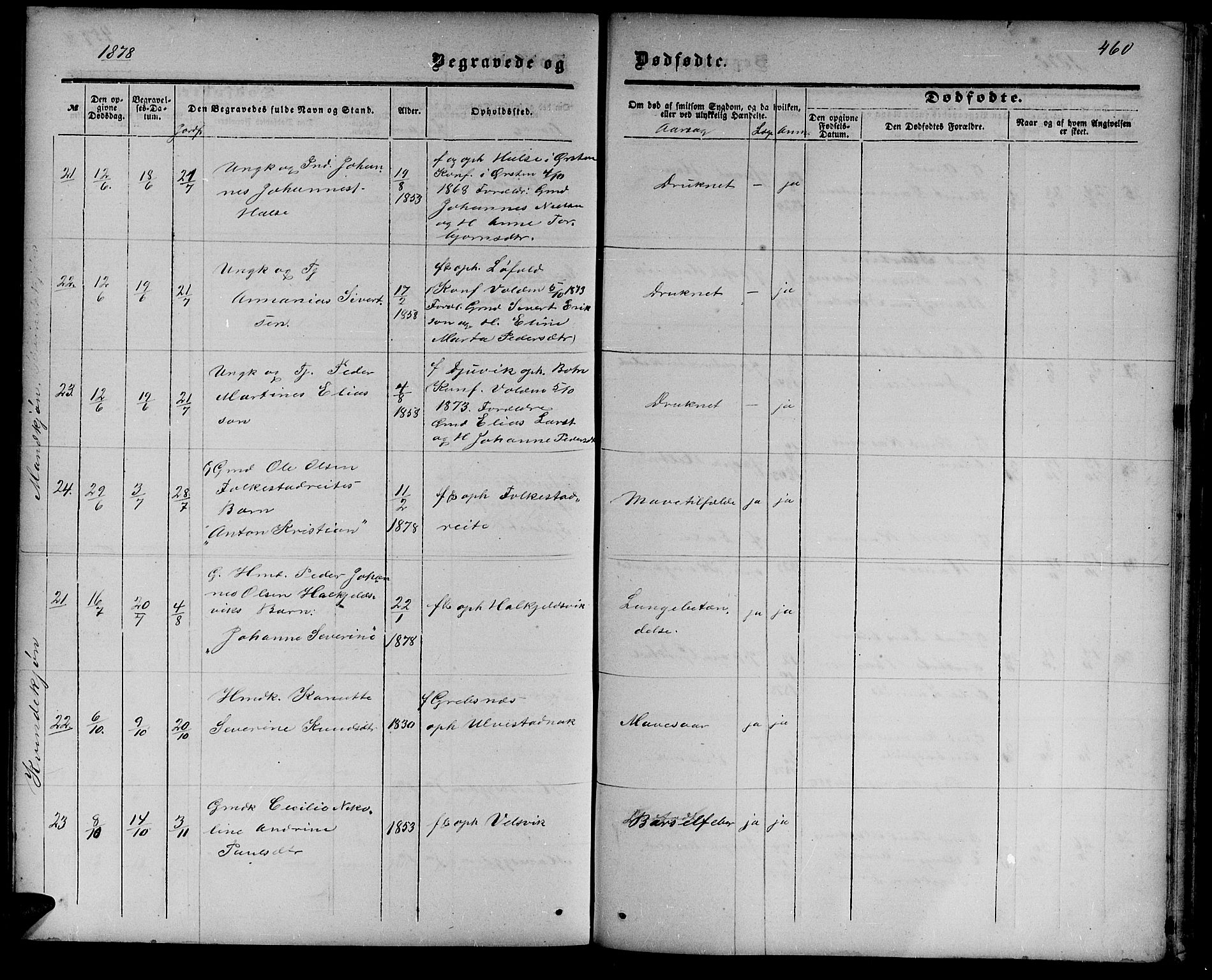 Ministerialprotokoller, klokkerbøker og fødselsregistre - Møre og Romsdal, AV/SAT-A-1454/511/L0157: Parish register (copy) no. 511C03, 1864-1884, p. 460