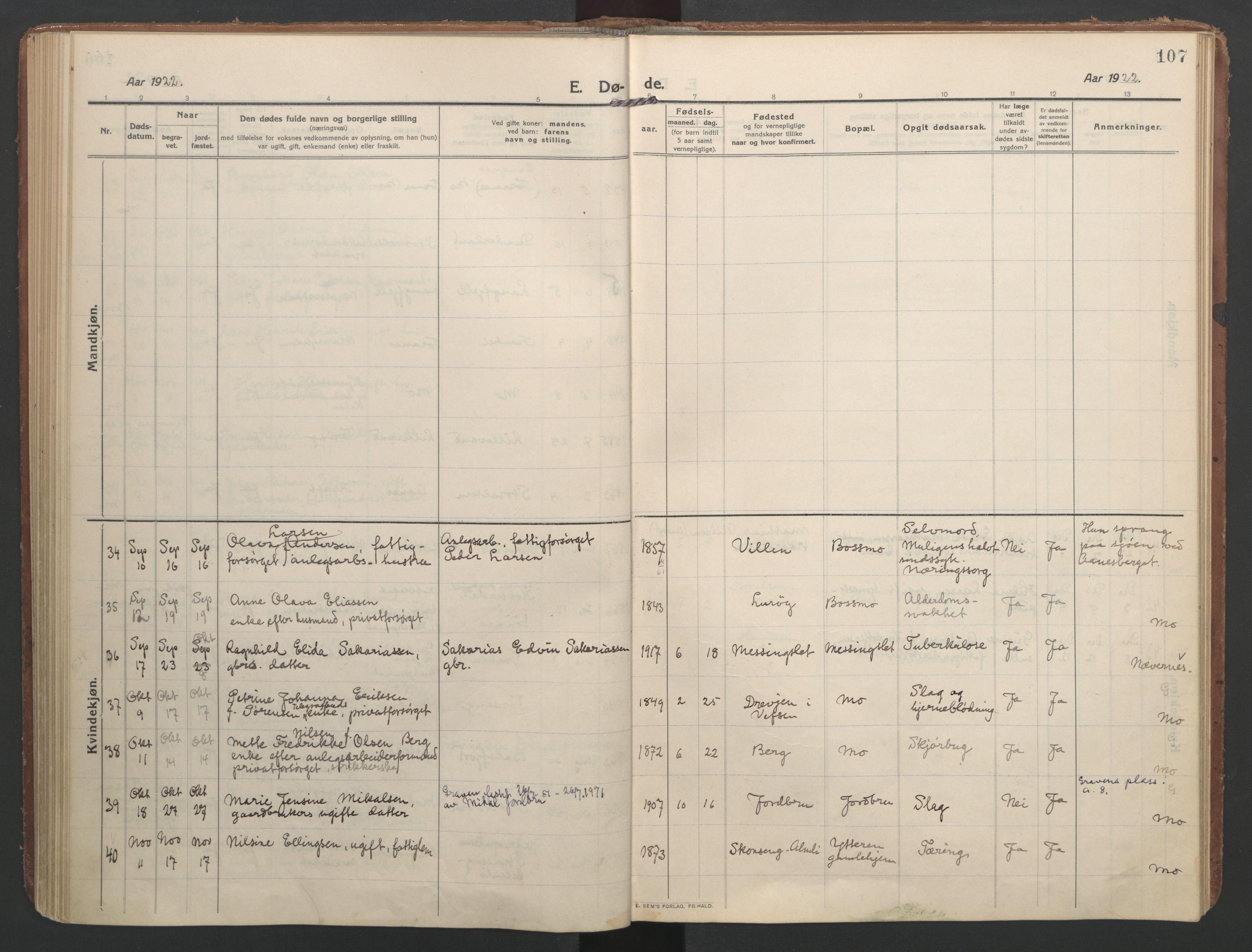 Ministerialprotokoller, klokkerbøker og fødselsregistre - Nordland, SAT/A-1459/827/L0405: Parish register (official) no. 827A17, 1912-1925, p. 107