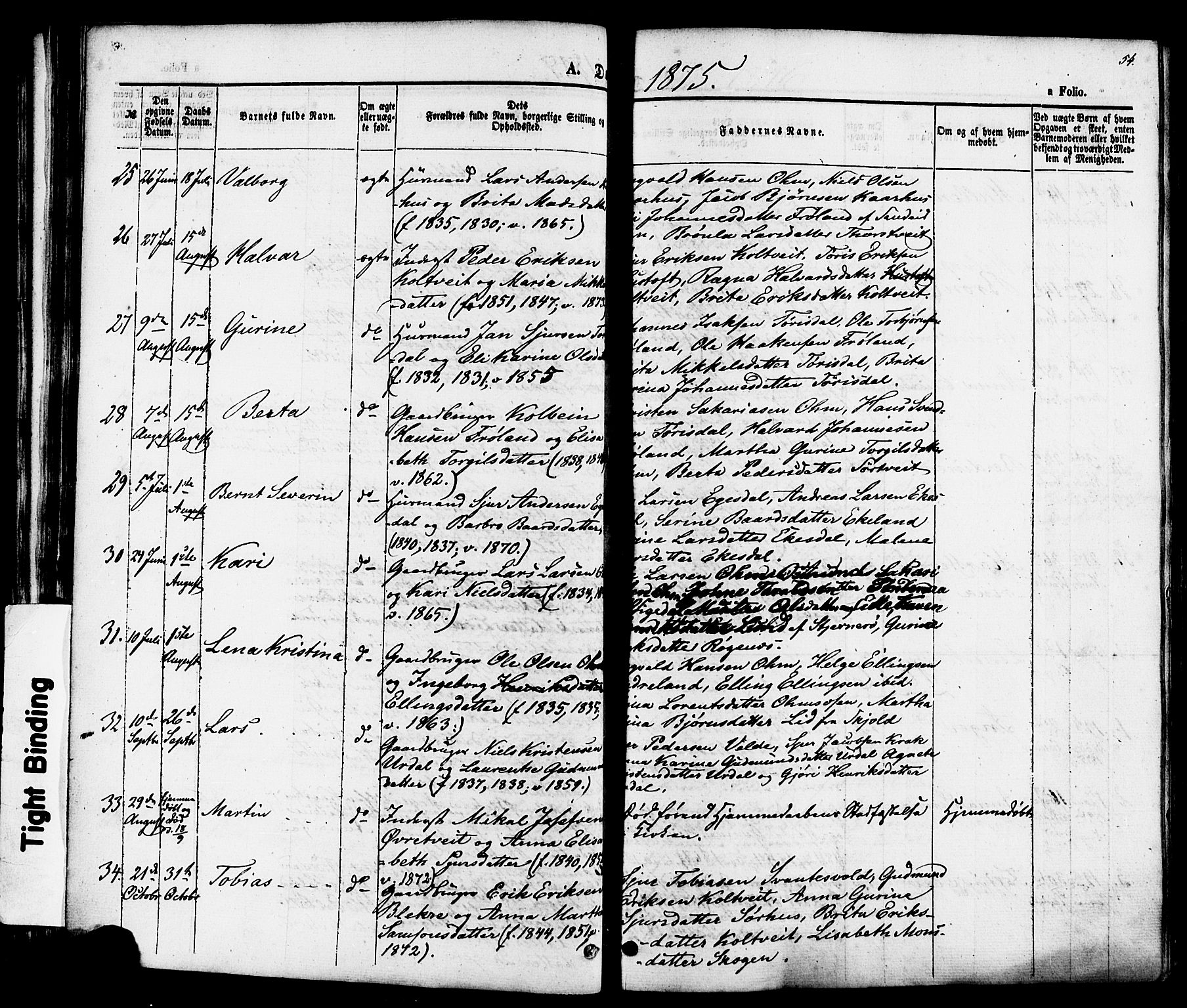 Skjold sokneprestkontor, AV/SAST-A-101847/H/Ha/Haa/L0007: Parish register (official) no. A 7, 1857-1882, p. 54