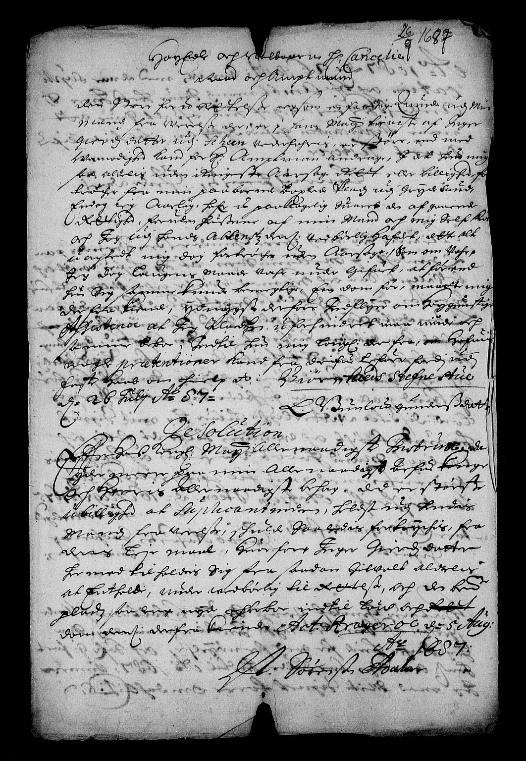 Stattholderembetet 1572-1771, RA/EA-2870/Af/L0002: Avskrifter av vedlegg til originale supplikker, nummerert i samsvar med supplikkbøkene, 1687-1689, p. 109
