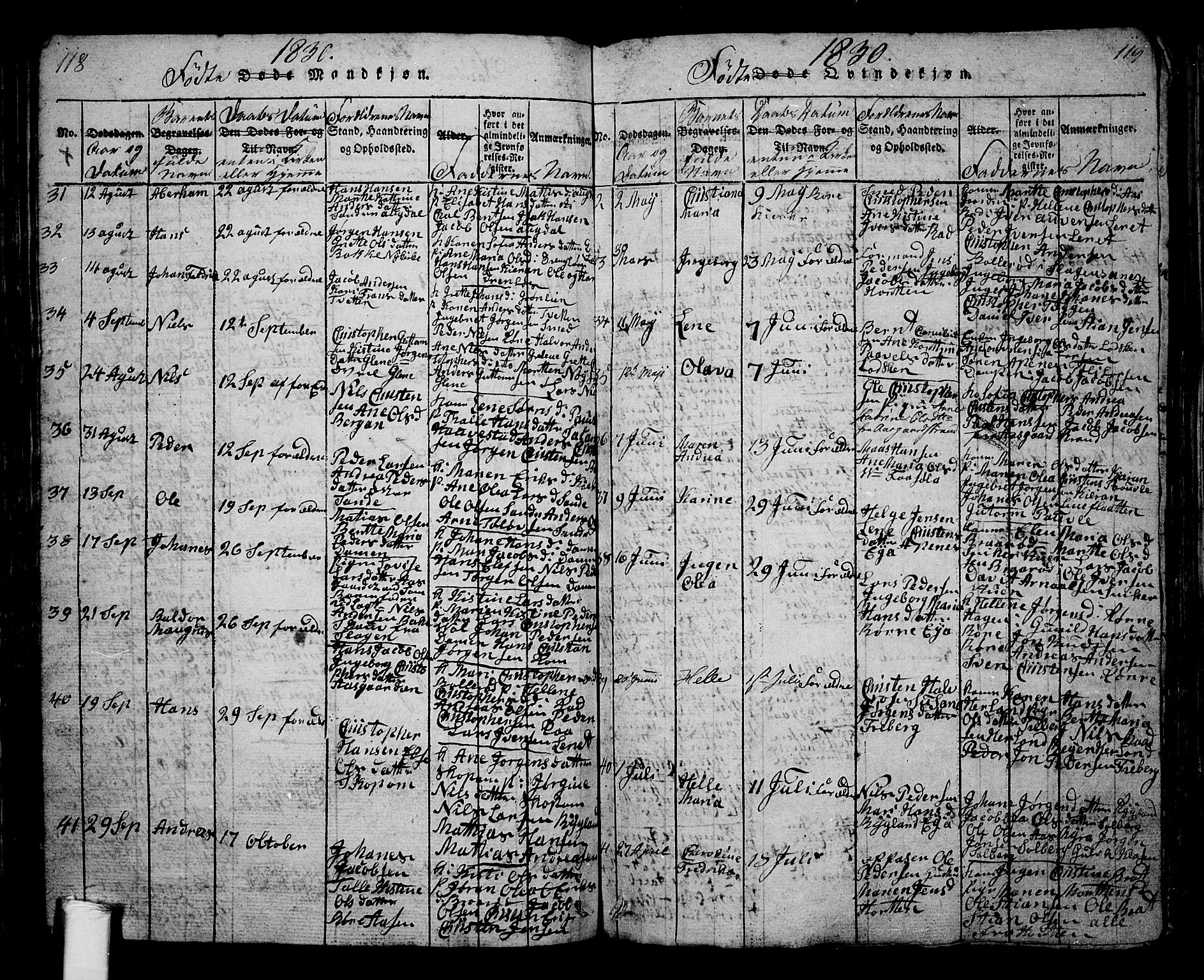 Borre kirkebøker, AV/SAKO-A-338/G/Ga/L0001: Parish register (copy) no. I 1, 1815-1851, p. 118-119