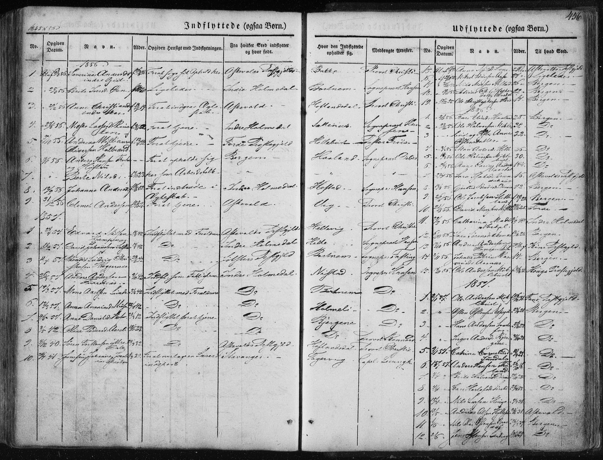 Fjaler sokneprestembete, SAB/A-79801/H/Haa/Haaa/L0006: Parish register (official) no. A 6, 1835-1884, p. 456