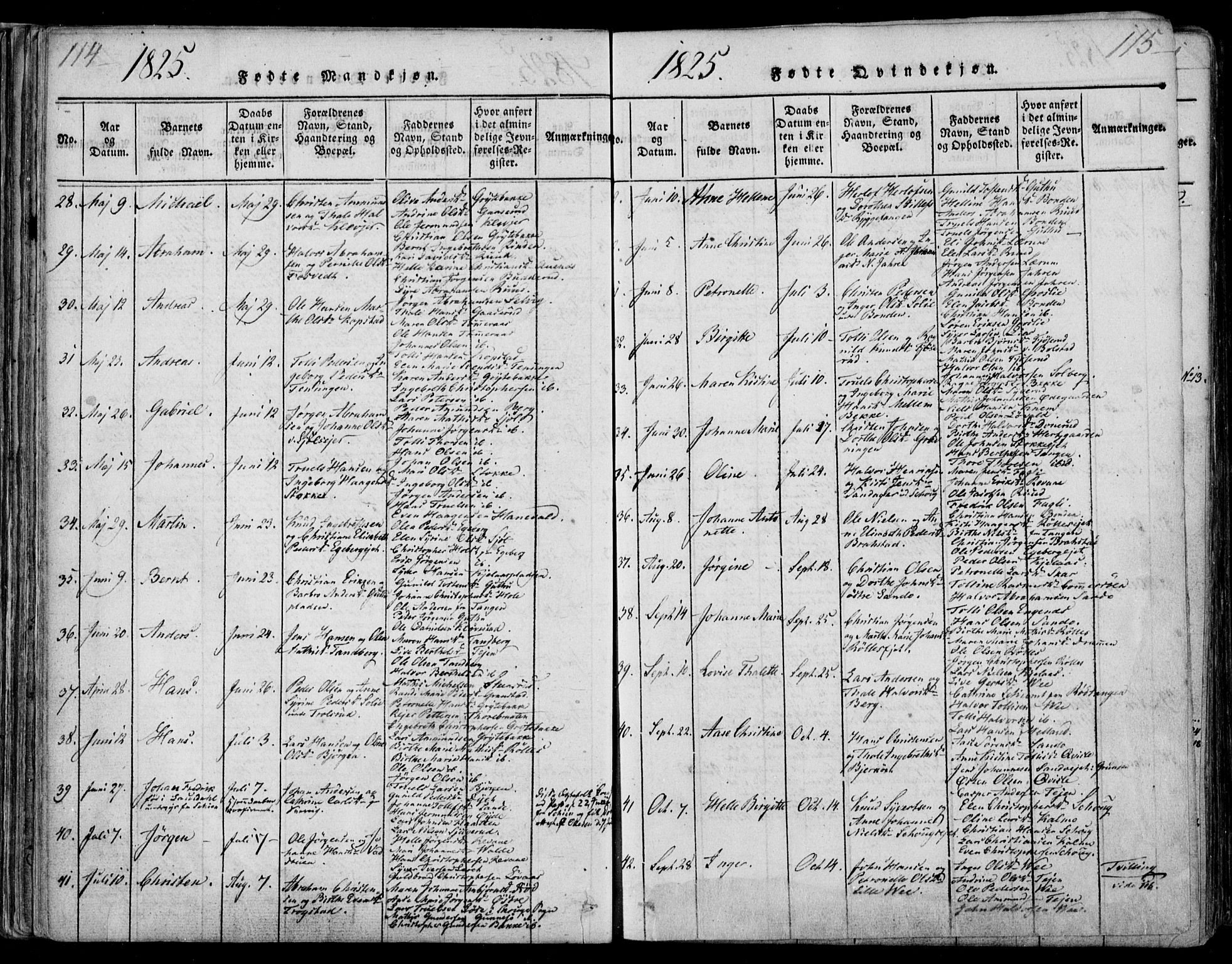 Sande Kirkebøker, SAKO/A-53/F/Fa/L0003: Parish register (official) no. 3, 1814-1847, p. 114-115