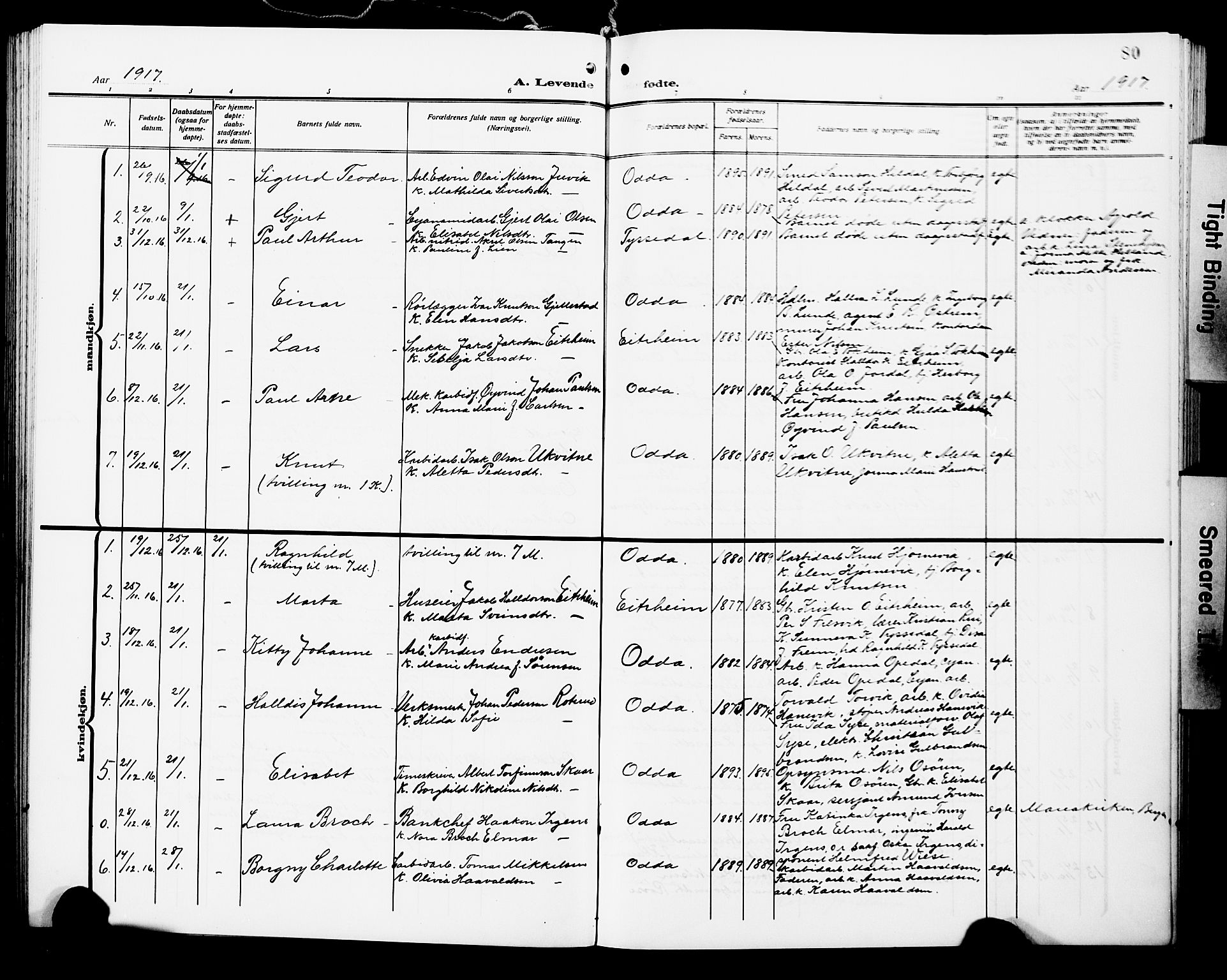 Odda Sokneprestembete, SAB/A-77201/H/Hab: Parish register (copy) no. A 8, 1910-1923, p. 80
