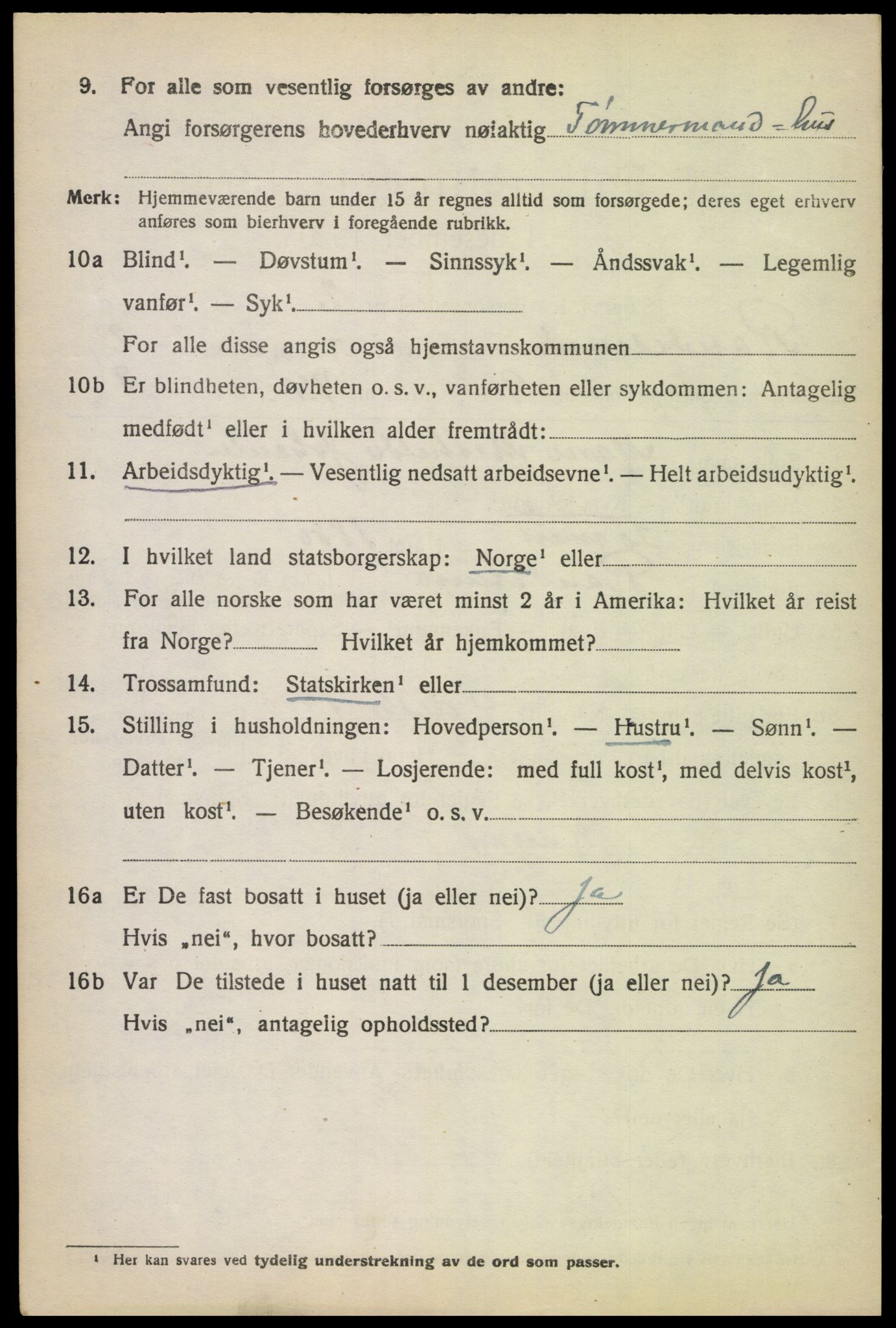 SAK, 1920 census for Randesund, 1920, p. 1165