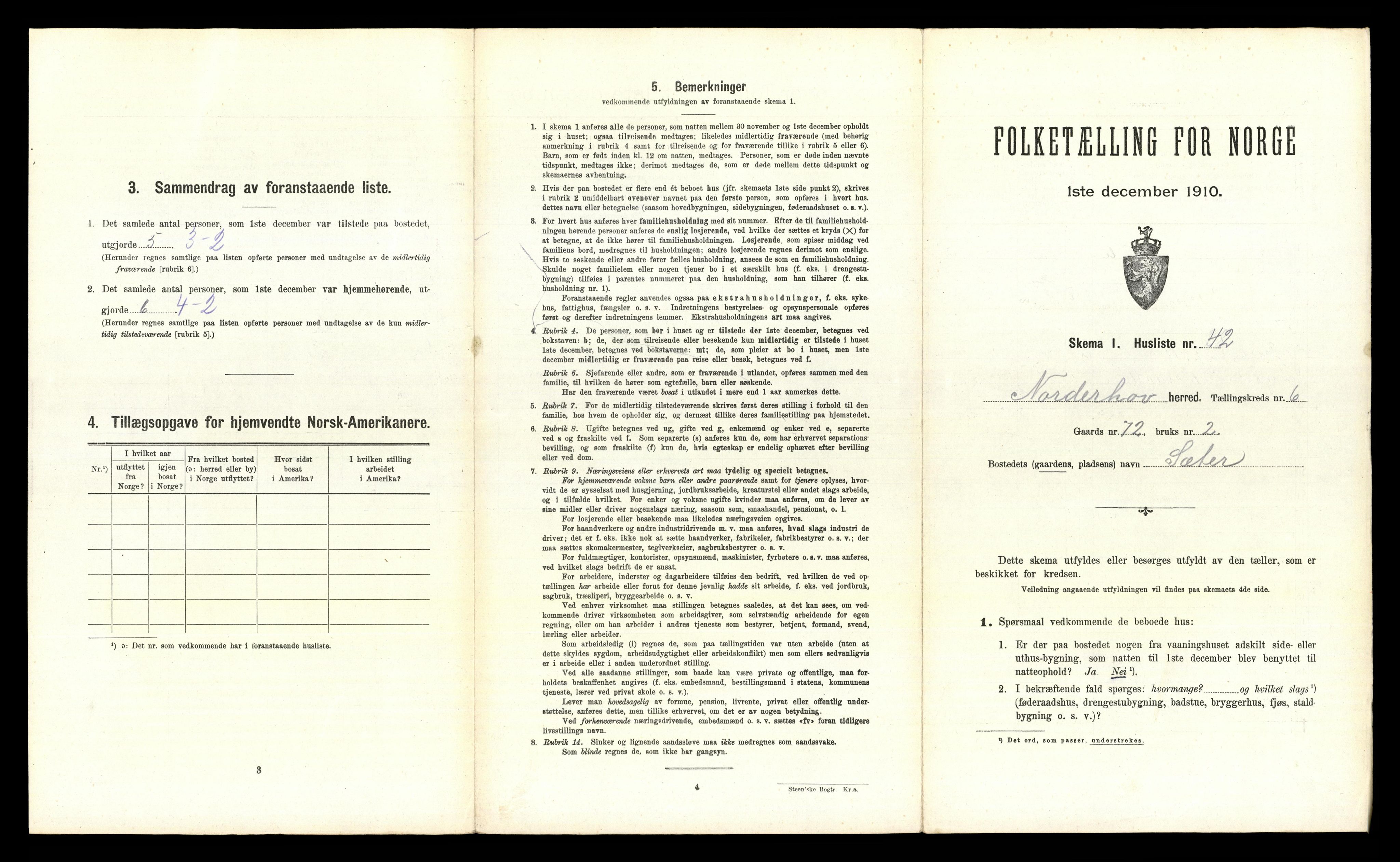 RA, 1910 census for Norderhov, 1910, p. 1558