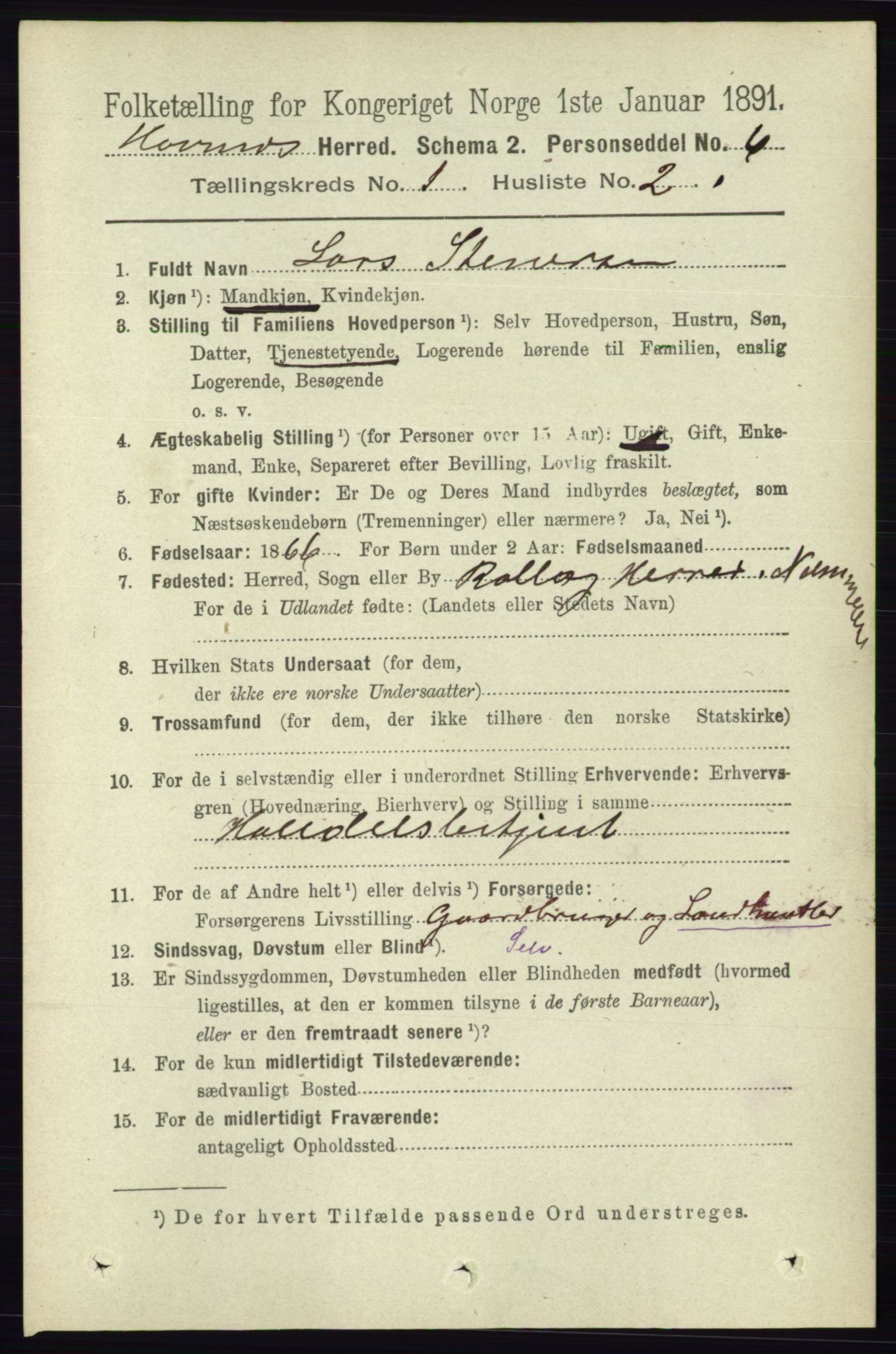 RA, 1891 census for 0825 Hovin, 1891, p. 96