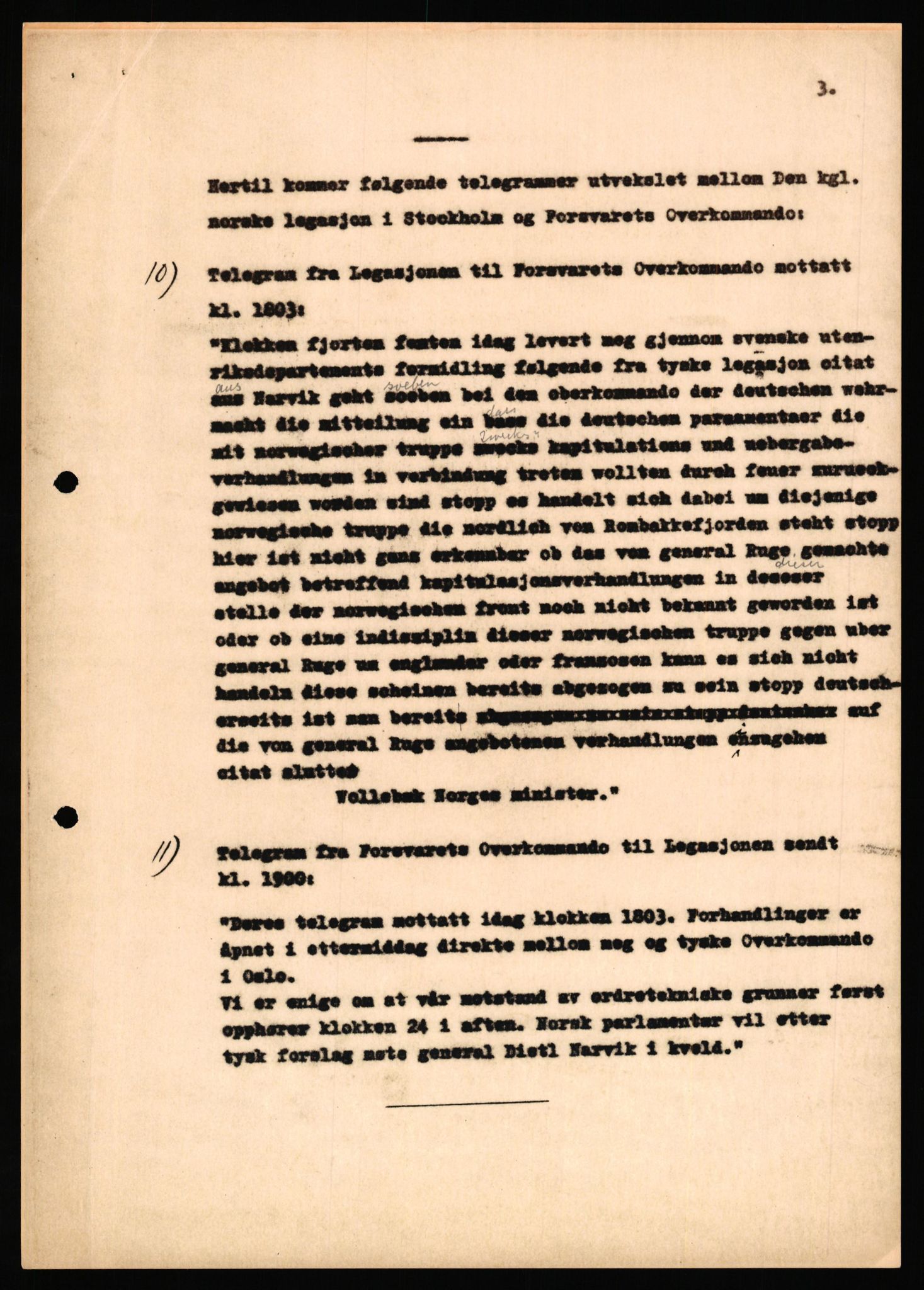 Forsvaret, Forsvarets krigshistoriske avdeling, AV/RA-RAFA-2017/Y/Yf/L0198: II-C-11-2100  -  Kapitulasjonen i 1940, 1940, p. 5