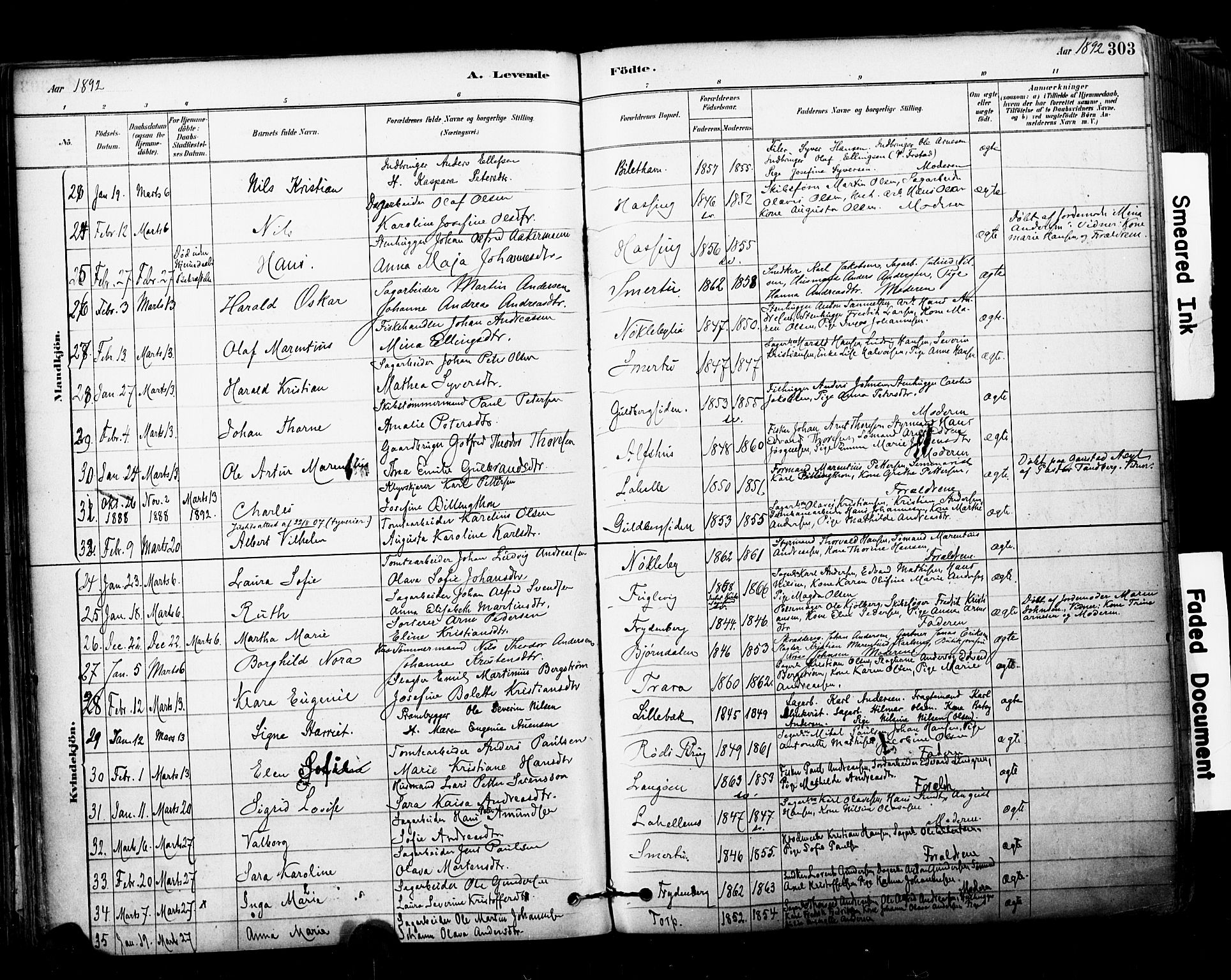 Glemmen prestekontor Kirkebøker, AV/SAO-A-10908/F/Fa/L0011: Parish register (official) no. 11, 1878-1917, p. 303