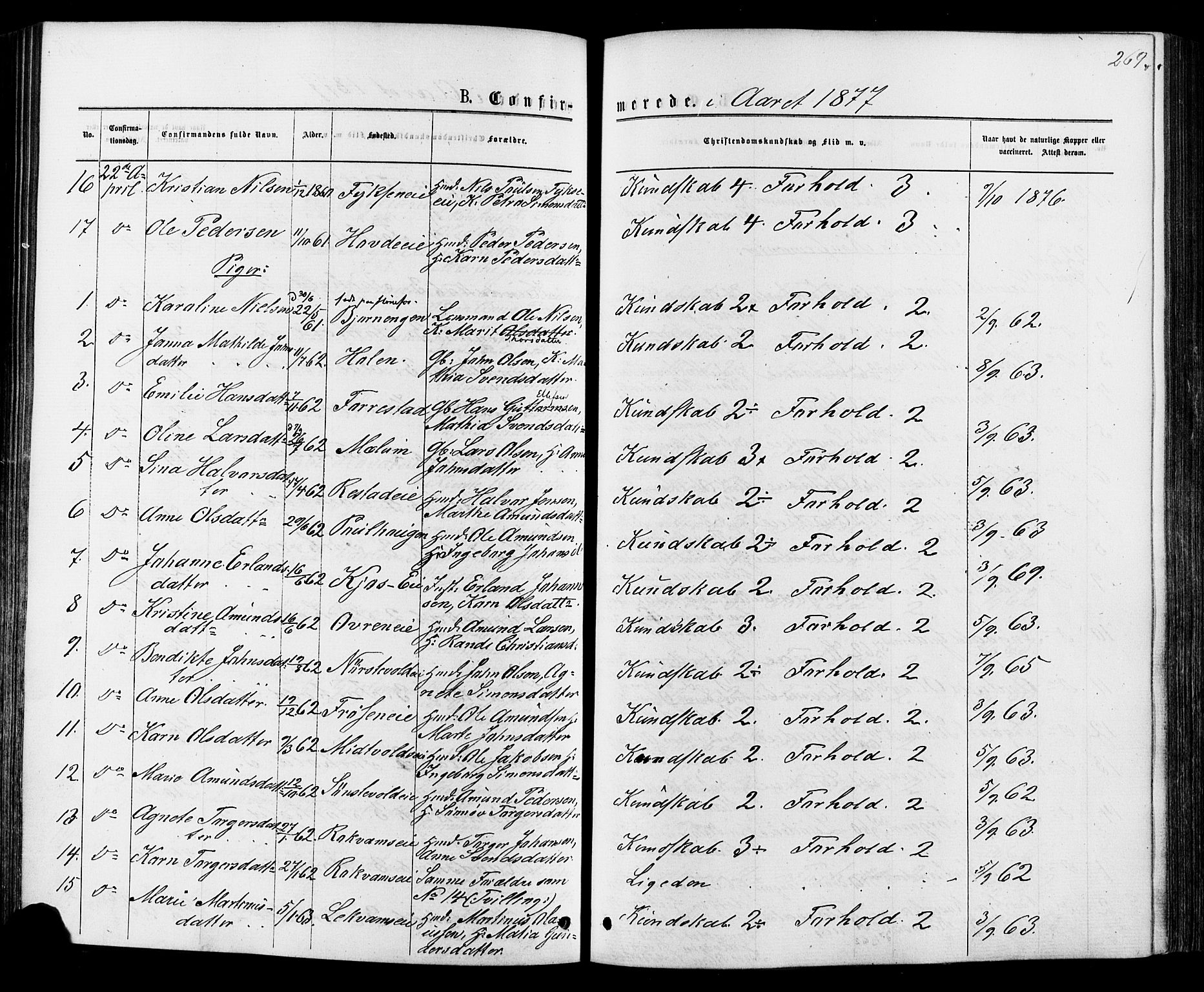 Østre Gausdal prestekontor, SAH/PREST-092/H/Ha/Haa/L0001: Parish register (official) no. 1, 1874-1886, p. 269