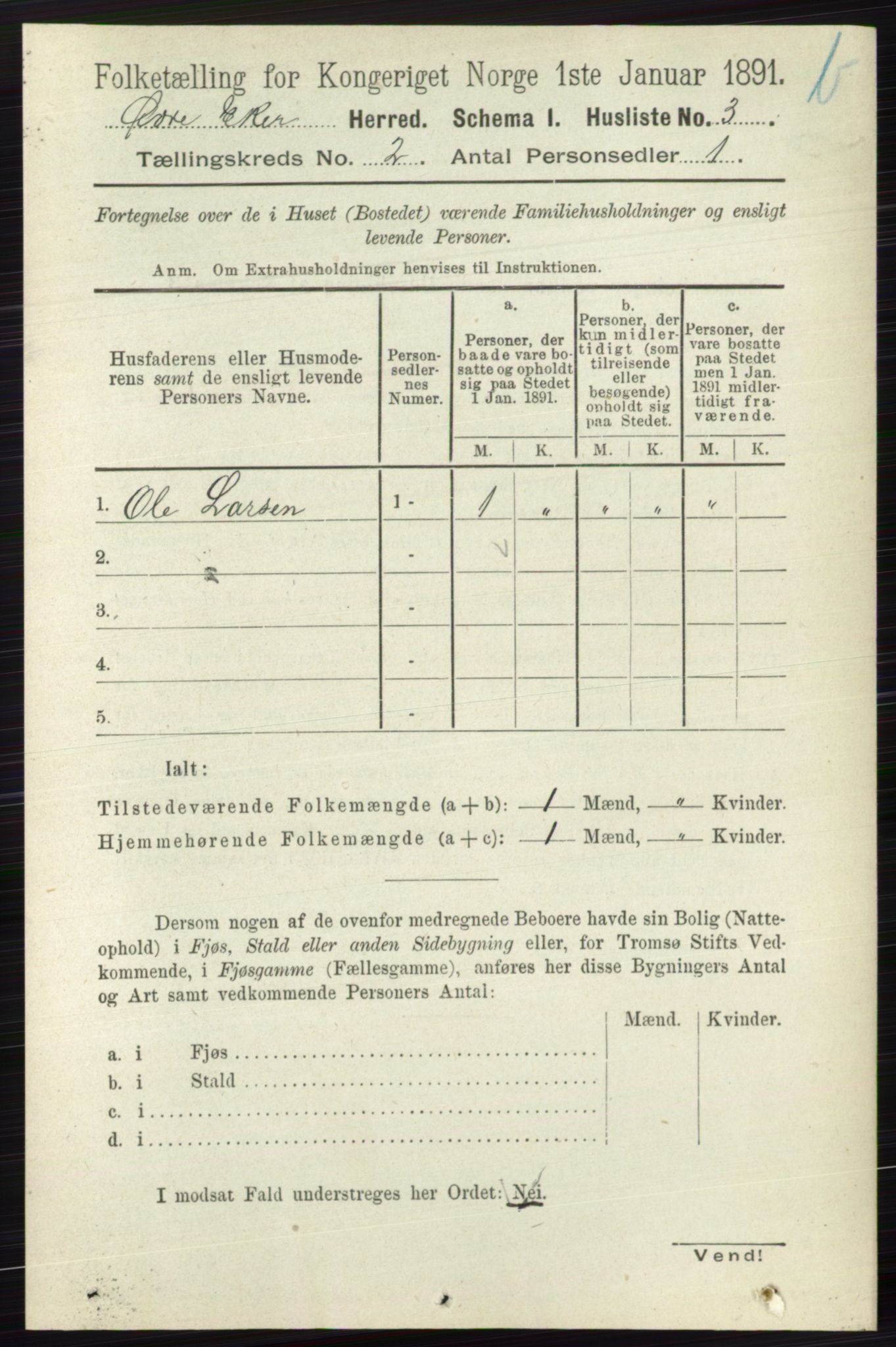 RA, 1891 census for 0624 Øvre Eiker, 1891, p. 8381