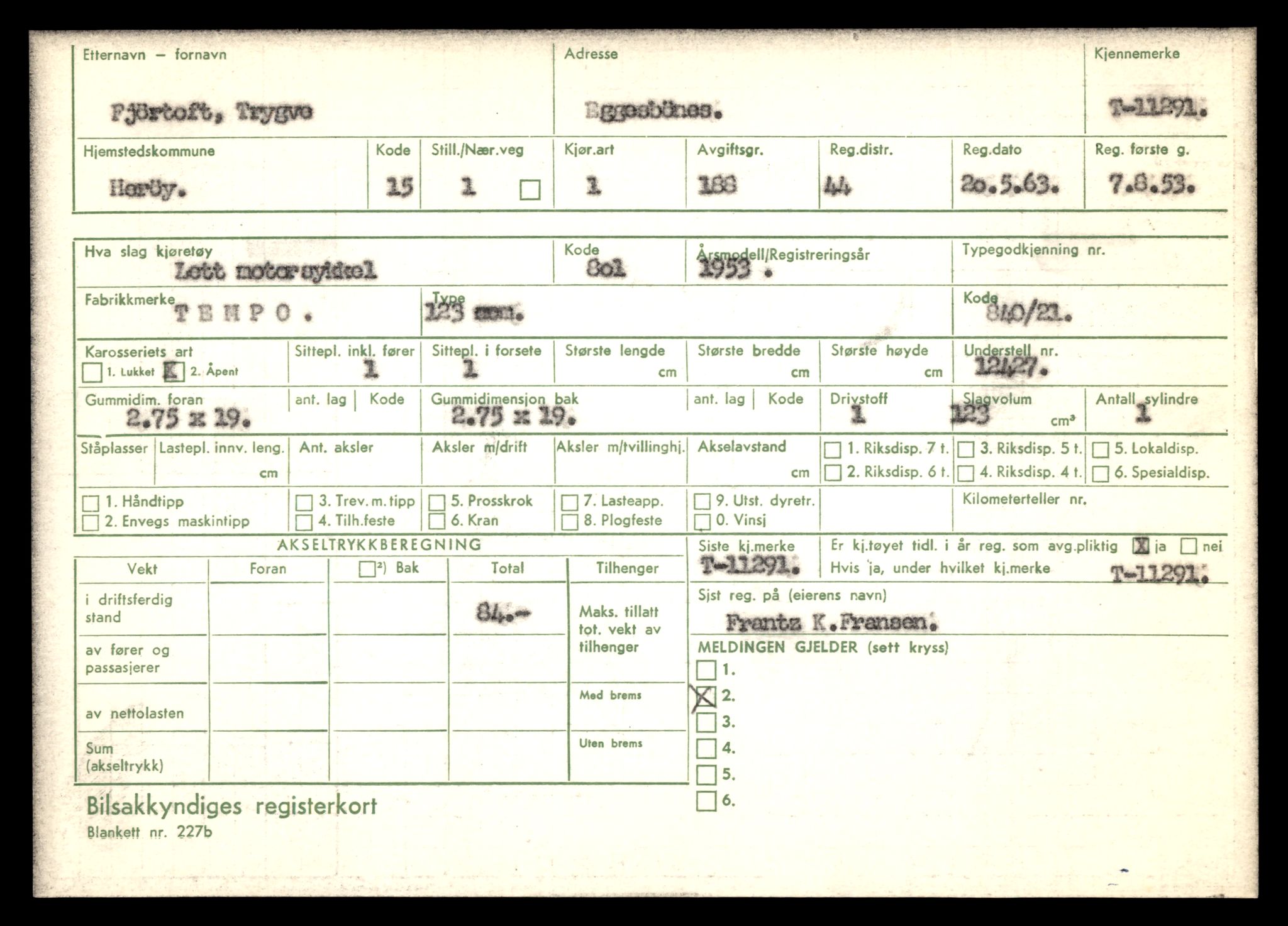 Møre og Romsdal vegkontor - Ålesund trafikkstasjon, AV/SAT-A-4099/F/Fe/L0028: Registreringskort for kjøretøy T 11290 - T 11429, 1927-1998, p. 81