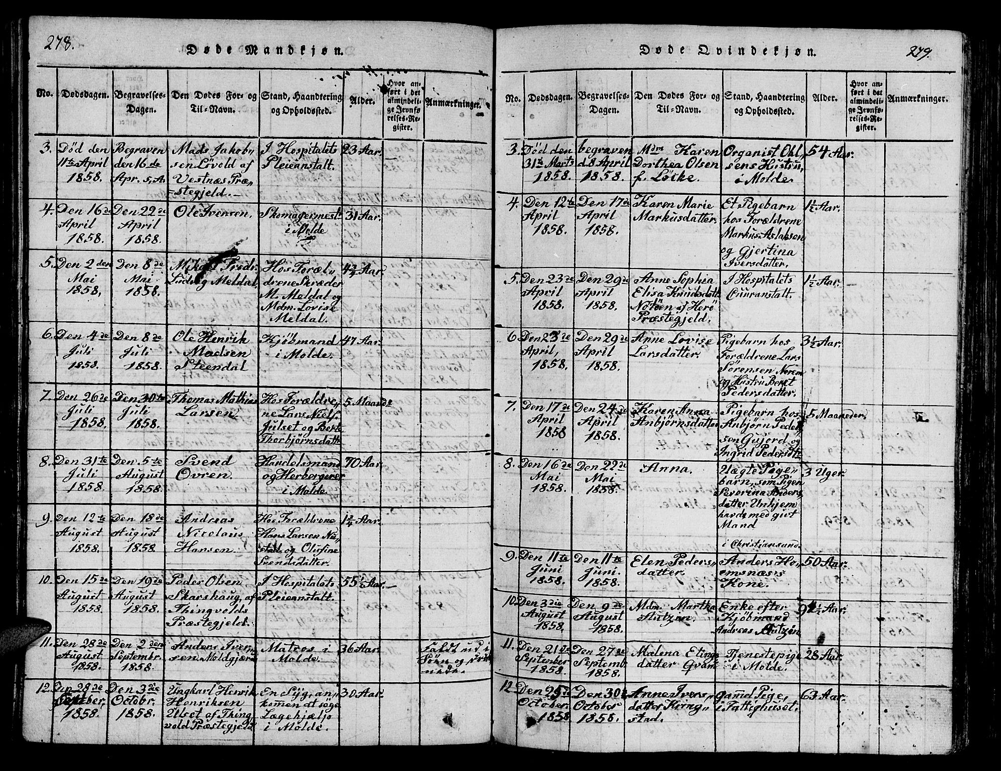 Ministerialprotokoller, klokkerbøker og fødselsregistre - Møre og Romsdal, SAT/A-1454/558/L0700: Parish register (copy) no. 558C01, 1818-1868, p. 278-279