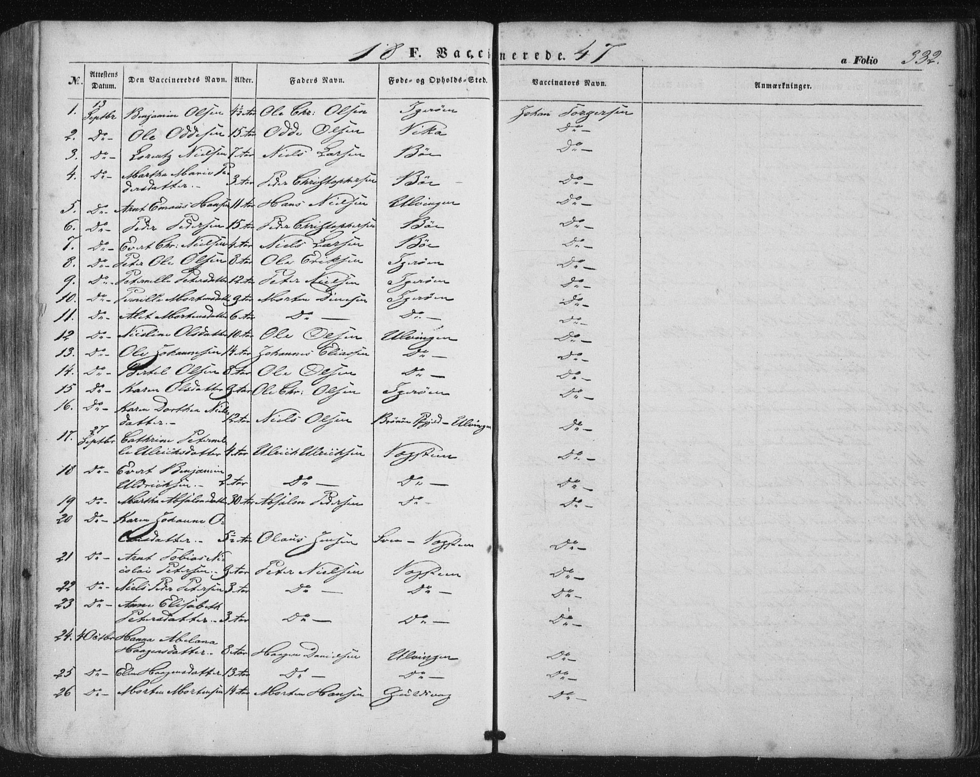 Ministerialprotokoller, klokkerbøker og fødselsregistre - Nordland, SAT/A-1459/816/L0240: Parish register (official) no. 816A06, 1846-1870, p. 332