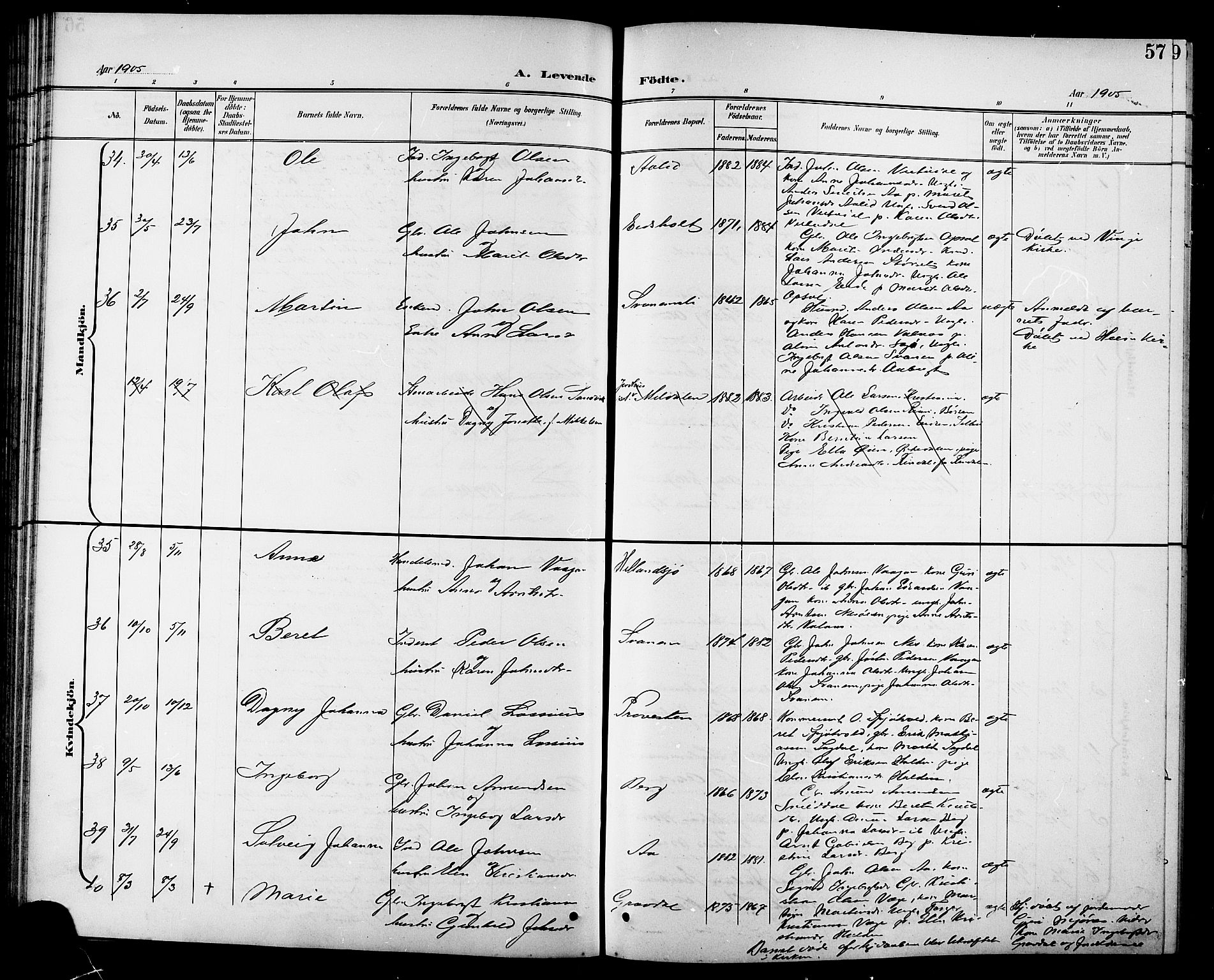 Ministerialprotokoller, klokkerbøker og fødselsregistre - Sør-Trøndelag, SAT/A-1456/630/L0505: Parish register (copy) no. 630C03, 1899-1914, p. 57