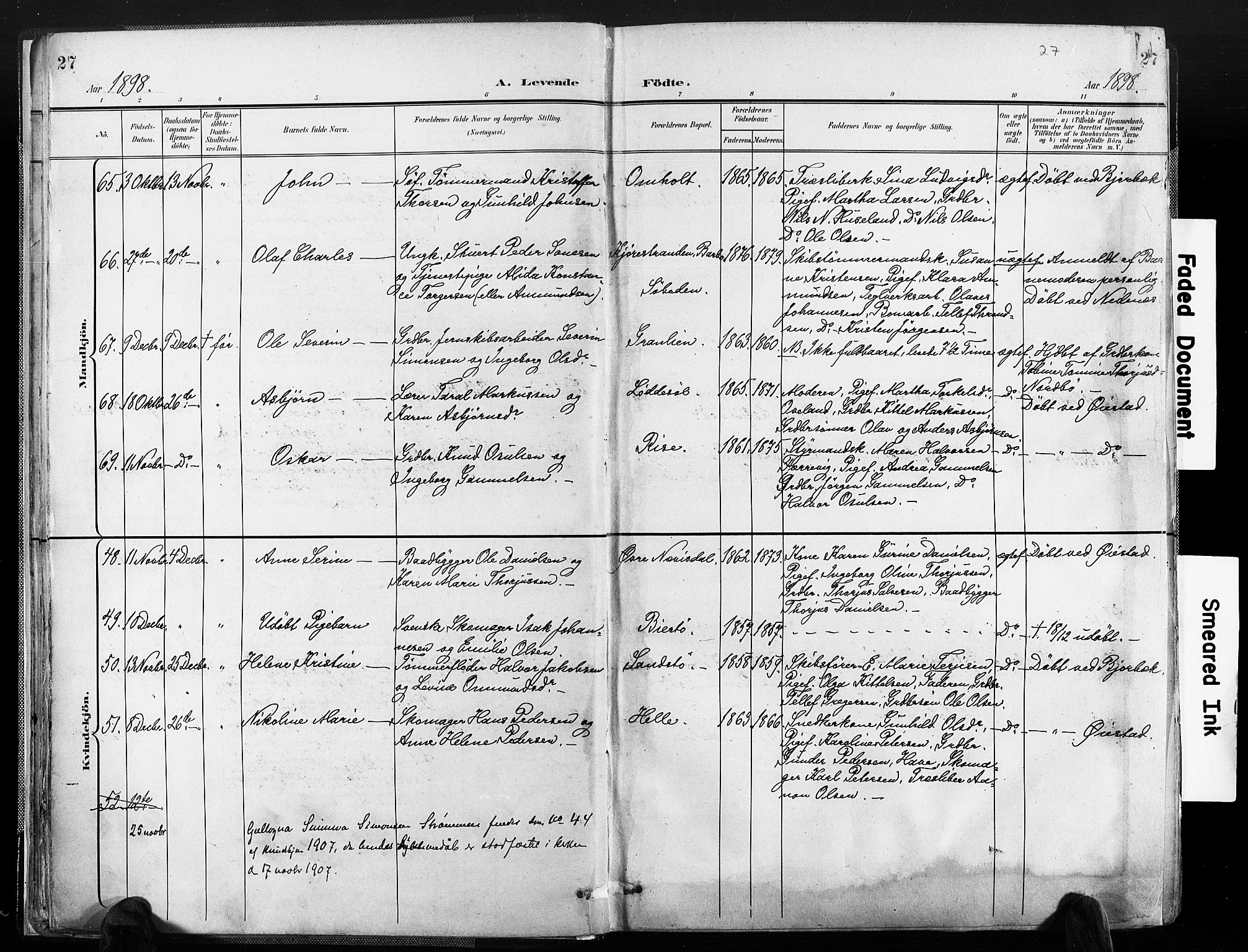 Øyestad sokneprestkontor, AV/SAK-1111-0049/F/Fa/L0018: Parish register (official) no. A 18, 1897-1907, p. 27