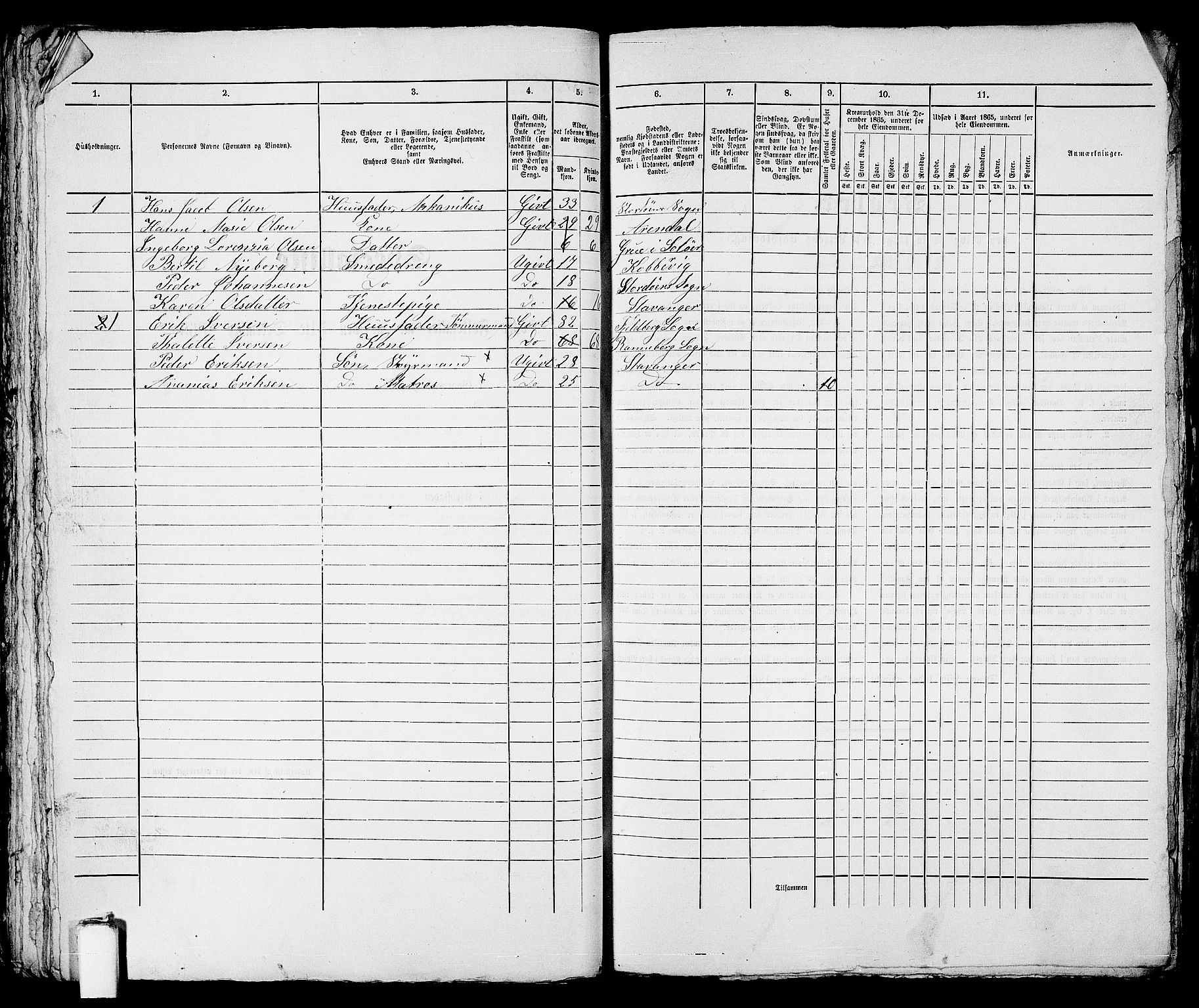 RA, 1865 census for Stavanger, 1865, p. 1116