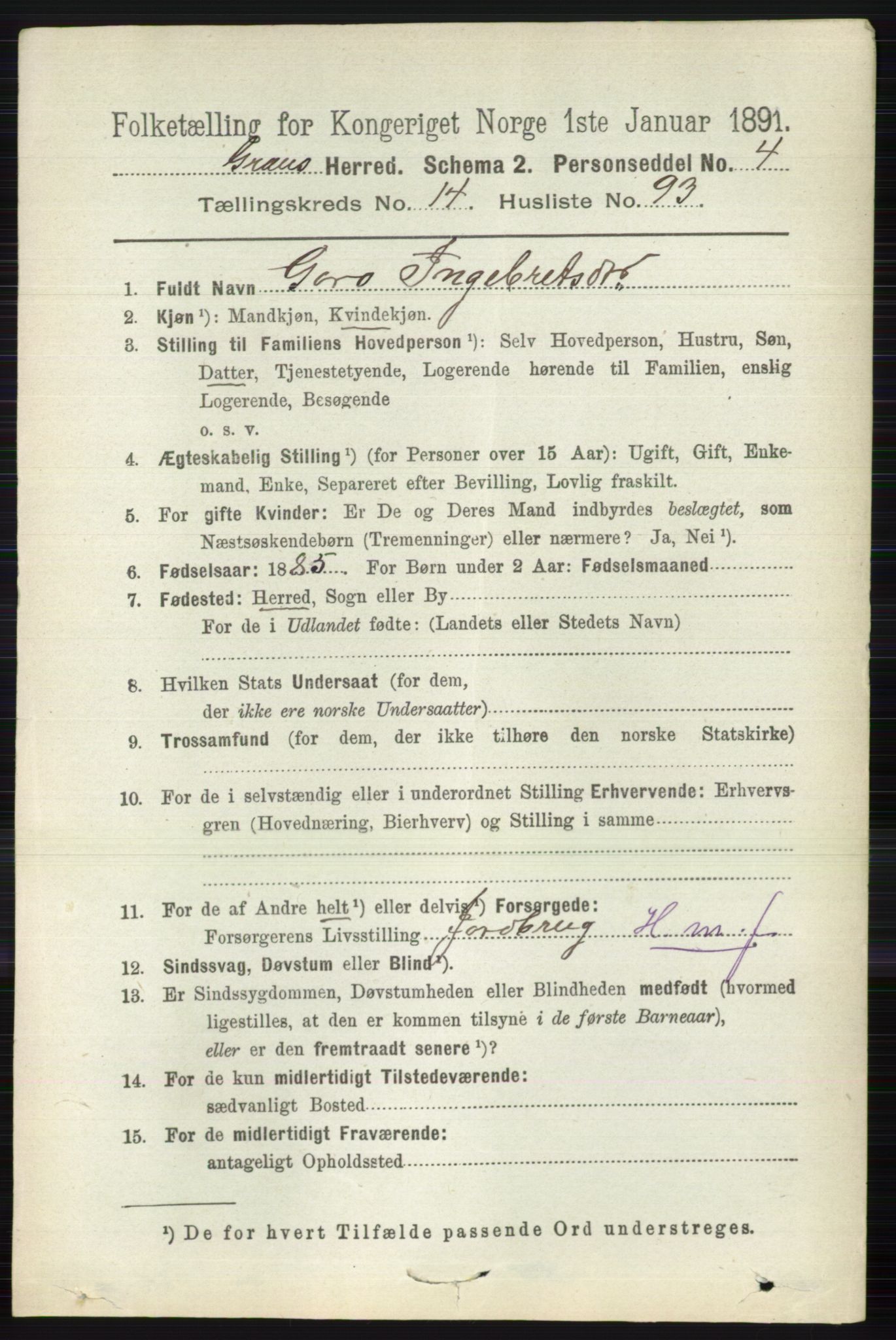 RA, 1891 census for 0534 Gran, 1891, p. 7538