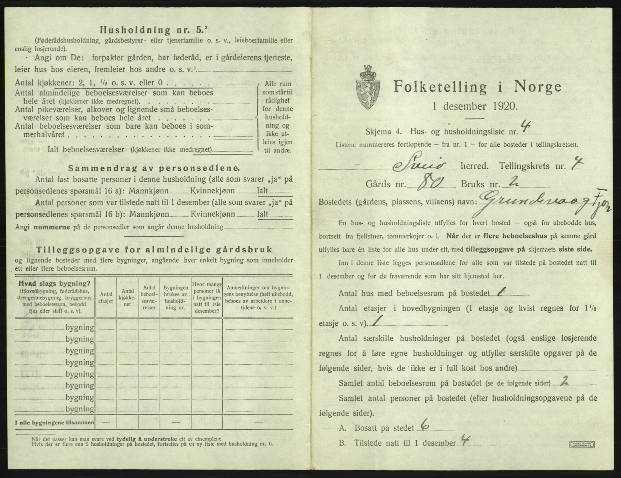 SAB, 1920 census for Sveio, 1920, p. 506