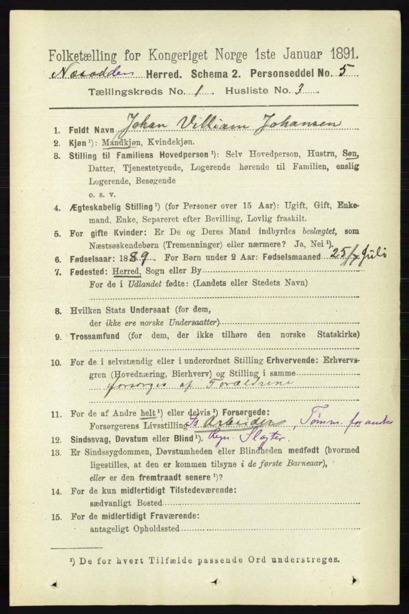 RA, 1891 census for 0216 Nesodden, 1891, p. 106