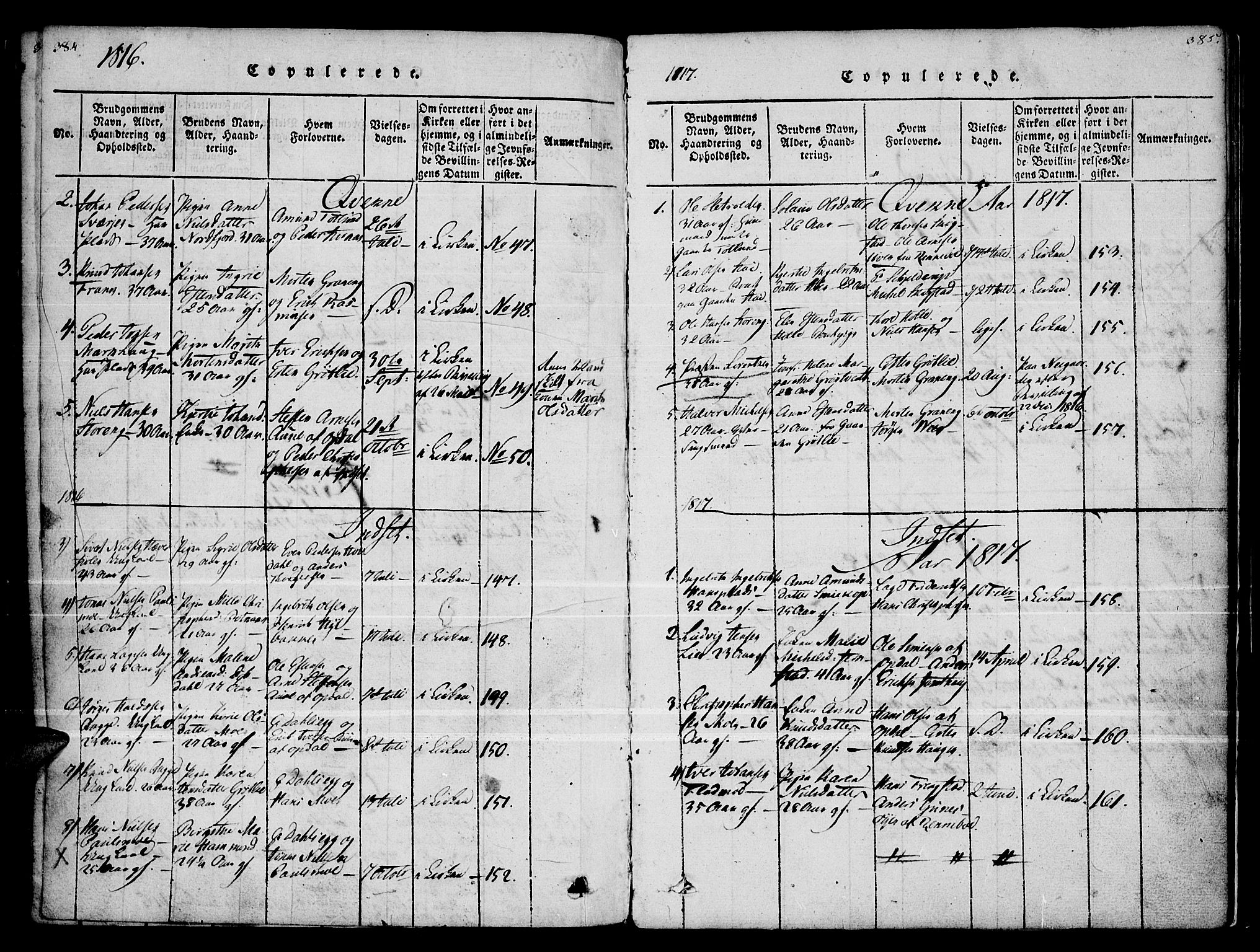 Kvikne prestekontor, SAH/PREST-064/H/Ha/Haa/L0004: Parish register (official) no. 4, 1815-1840, p. 384-385